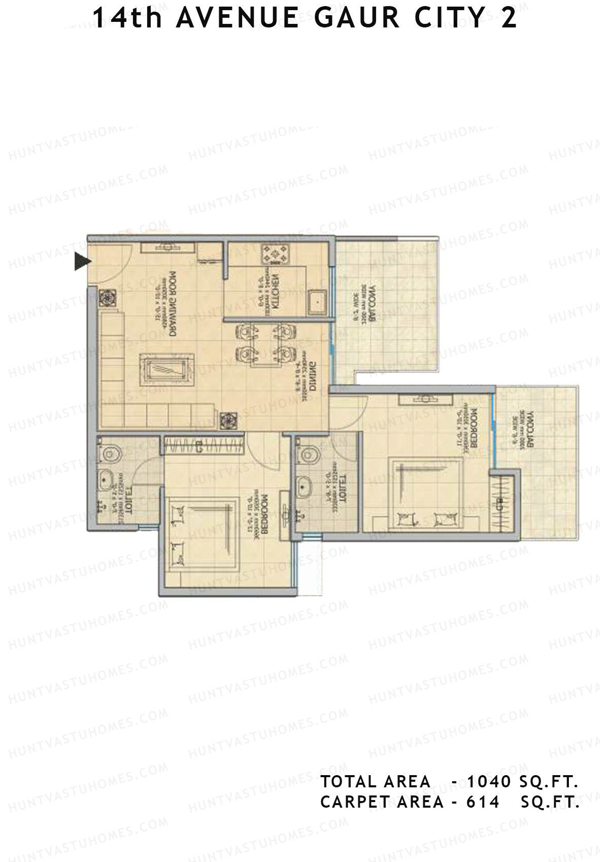 Gaur City 2 14Th Avenue BLOCK H Unit 59, 65 Floor Plan