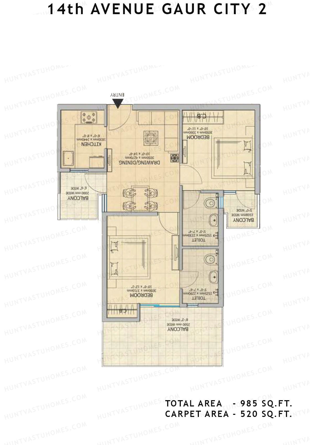 Gaur City 2 14Th Avenue BLOCK L Unit 92, 94 Floor Plan