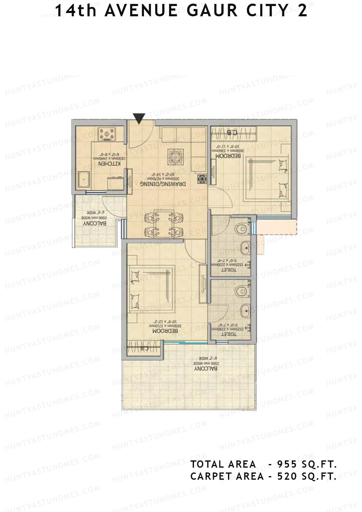 Gaur City 2 14Th Avenue BLOCK M Unit 100, 102 Floor Plan