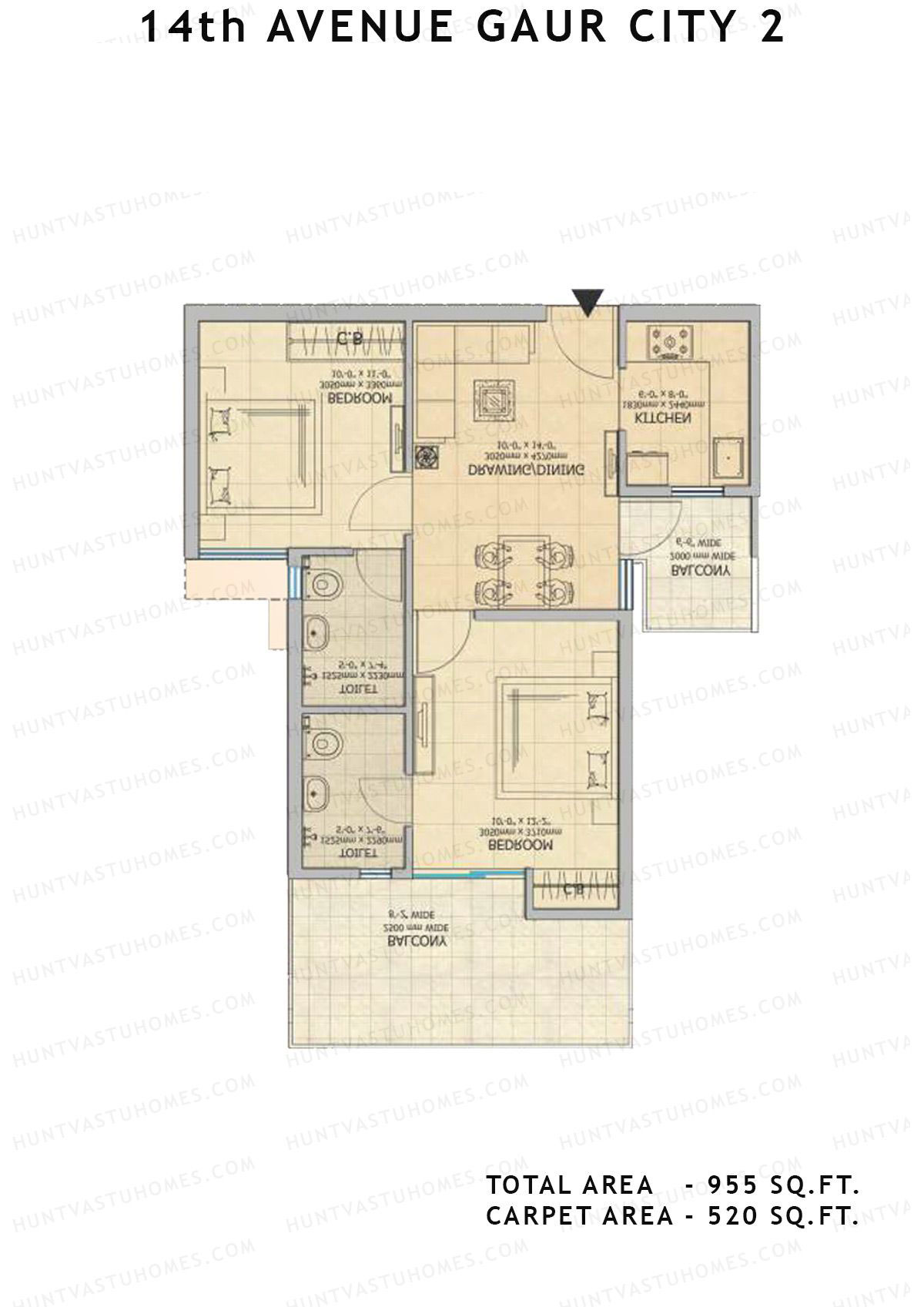 Gaur City 2 14Th Avenue BLOCK M Unit 101, 103 Floor Plan
