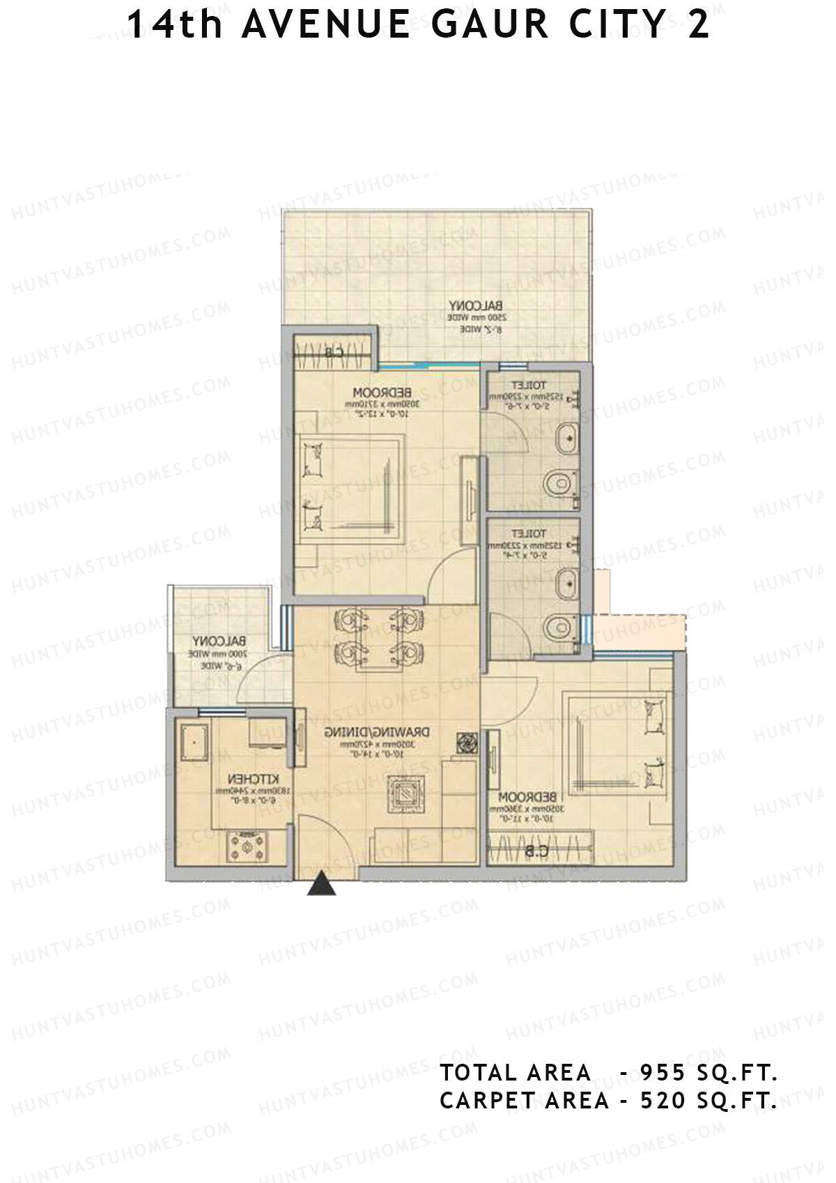 Gaur City 2 14Th Avenue BLOCK M Unit 99, 105 Floor Plan