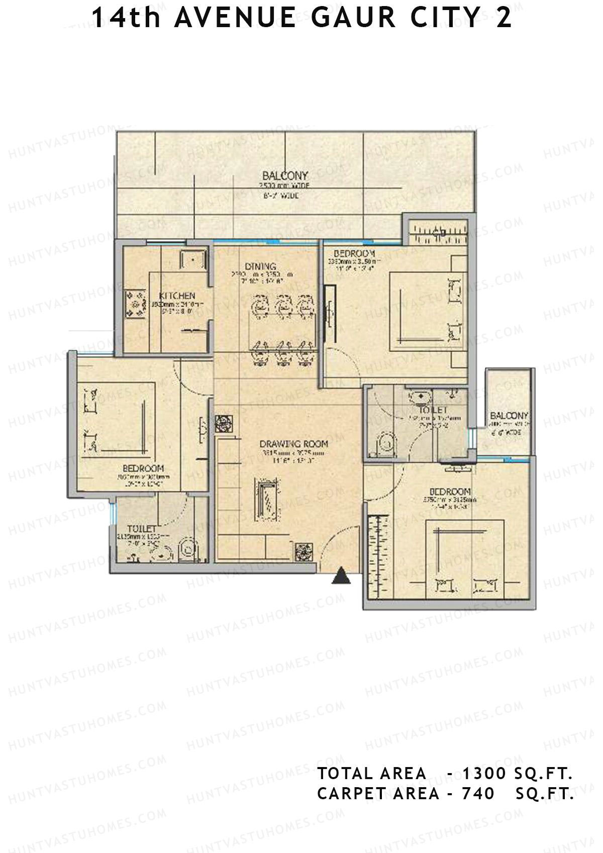 Gaur City 2 14Th Avenue BLOCK B Unit 9, 16 Floor Plan