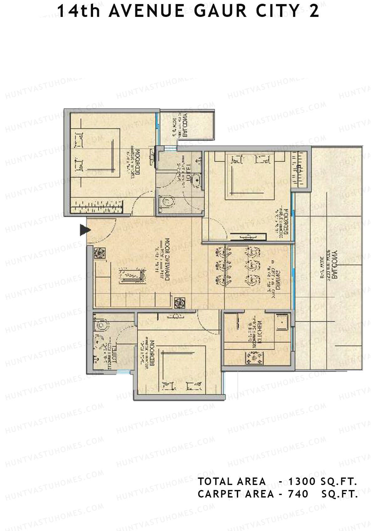Gaur City 2 14Th Avenue BLOCK E Unit 35 Floor Plan