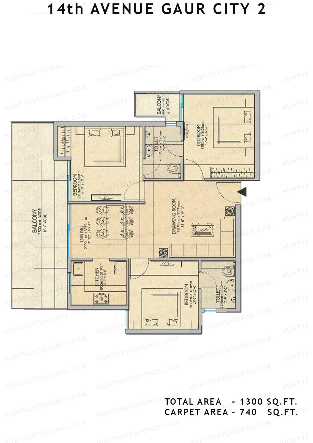 Gaur City 2 14Th Avenue BLOCK E Unit 36 Floor Plan