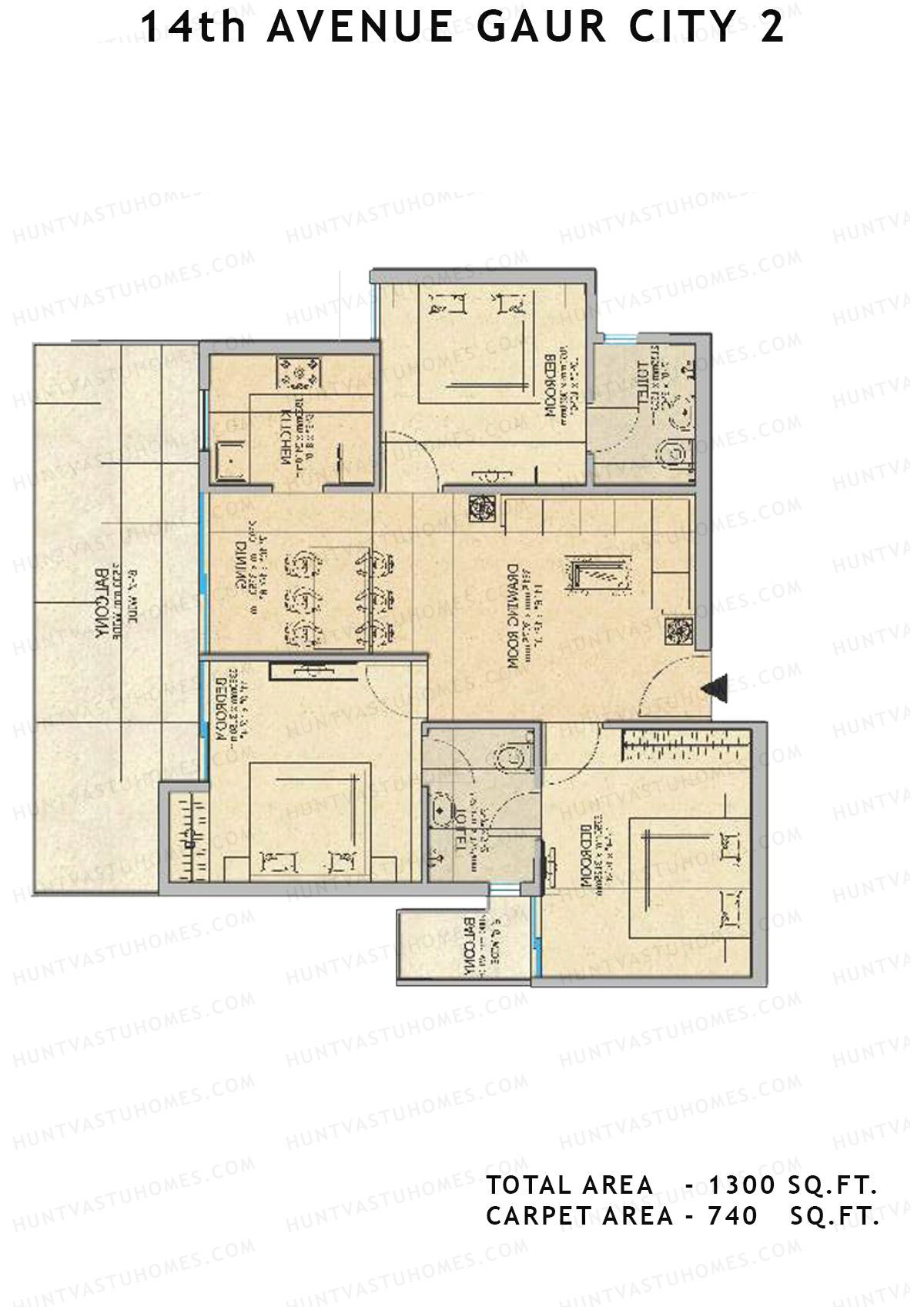 Gaur City 2 14Th Avenue BLOCK E Unit 39 Floor Plan