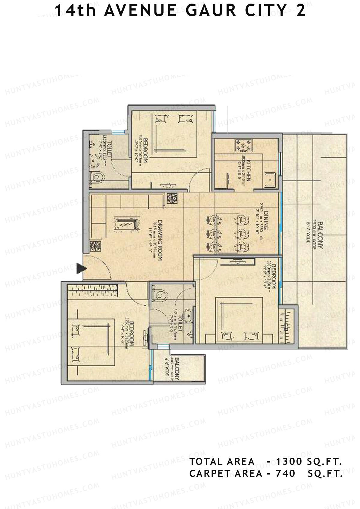 Gaur City 2 14Th Avenue BLOCK E Unit 40 Floor Plan