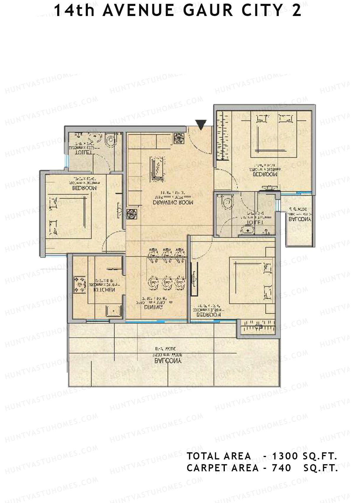 Gaur City 2 14Th Avenue BLOCK G Unit 51, 57 Floor Plan