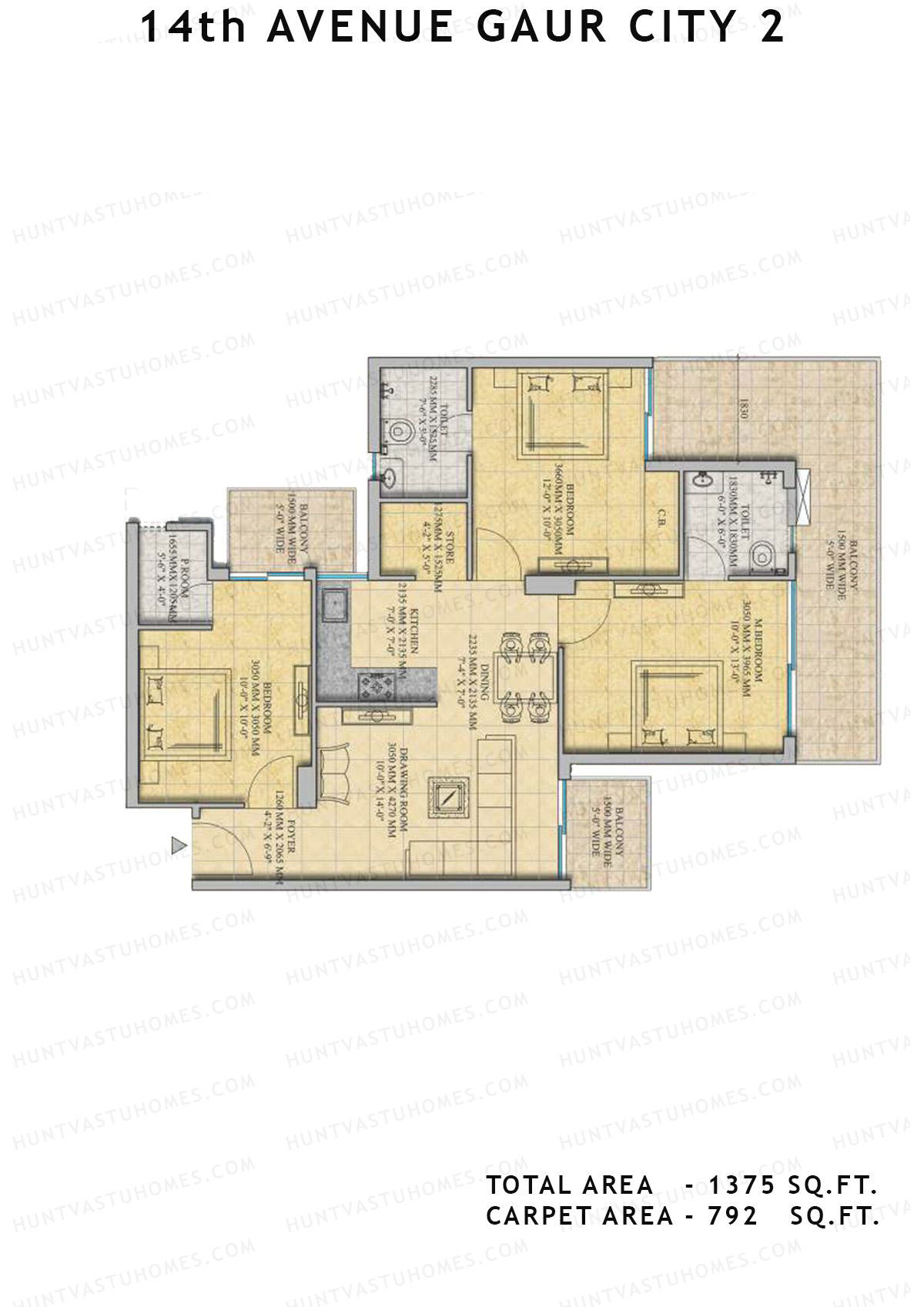 Gaur City 2 14Th Avenue BLOCK I Unit 66, 72 Floor Plan