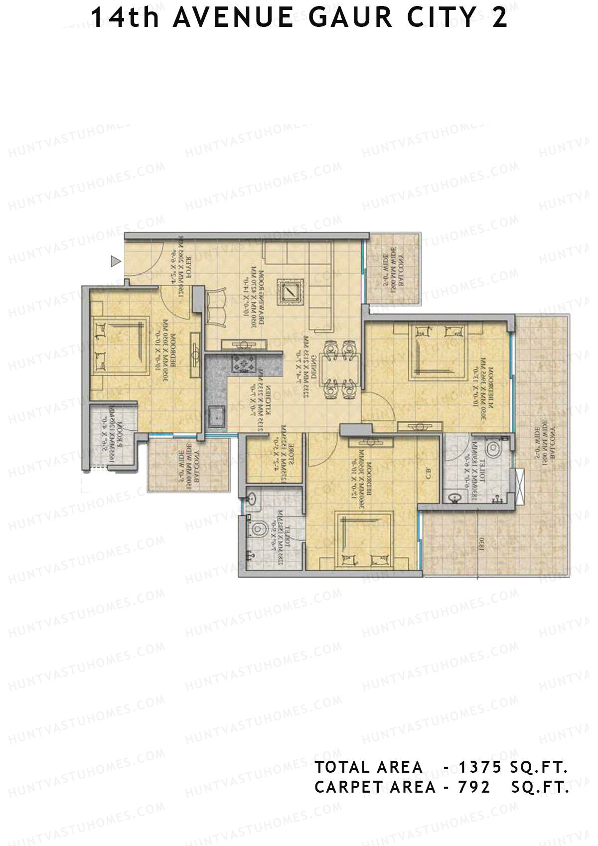 Gaur City 2 14Th Avenue BLOCK I Unit 67, 73 Floor Plan