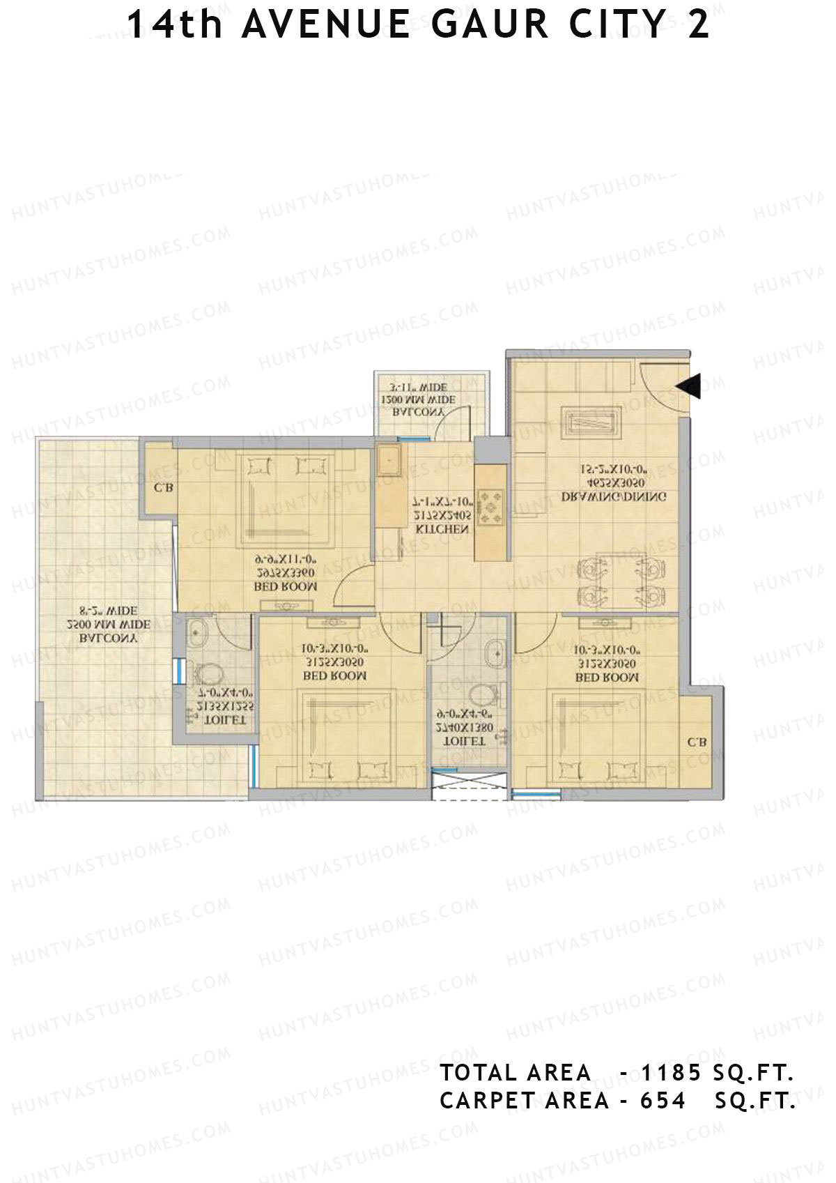 Gaur City 2 14Th Avenue BLOCK O Unit 115, 123, 125 Floor Plan