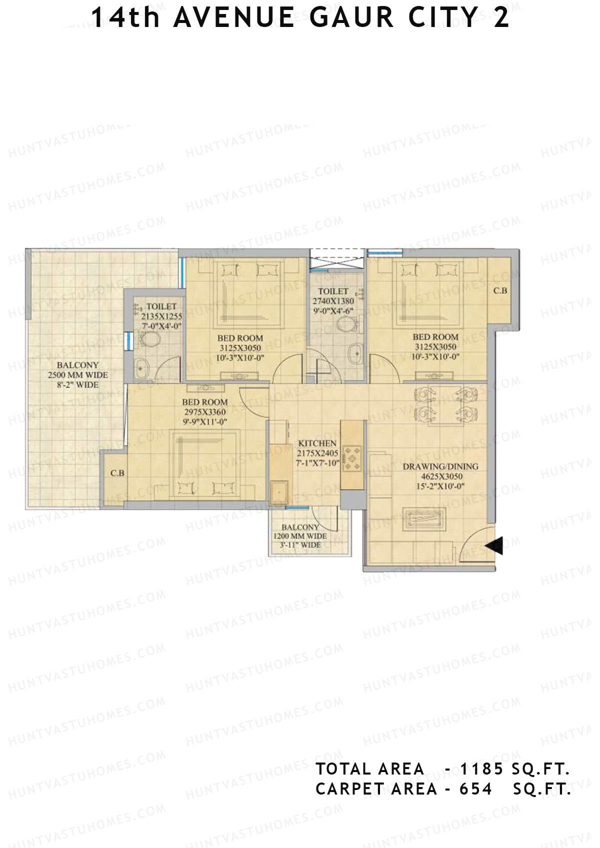 Gaur City 2 14Th Avenue BLOCK O Unit 116, 124, 126 Floor Plan