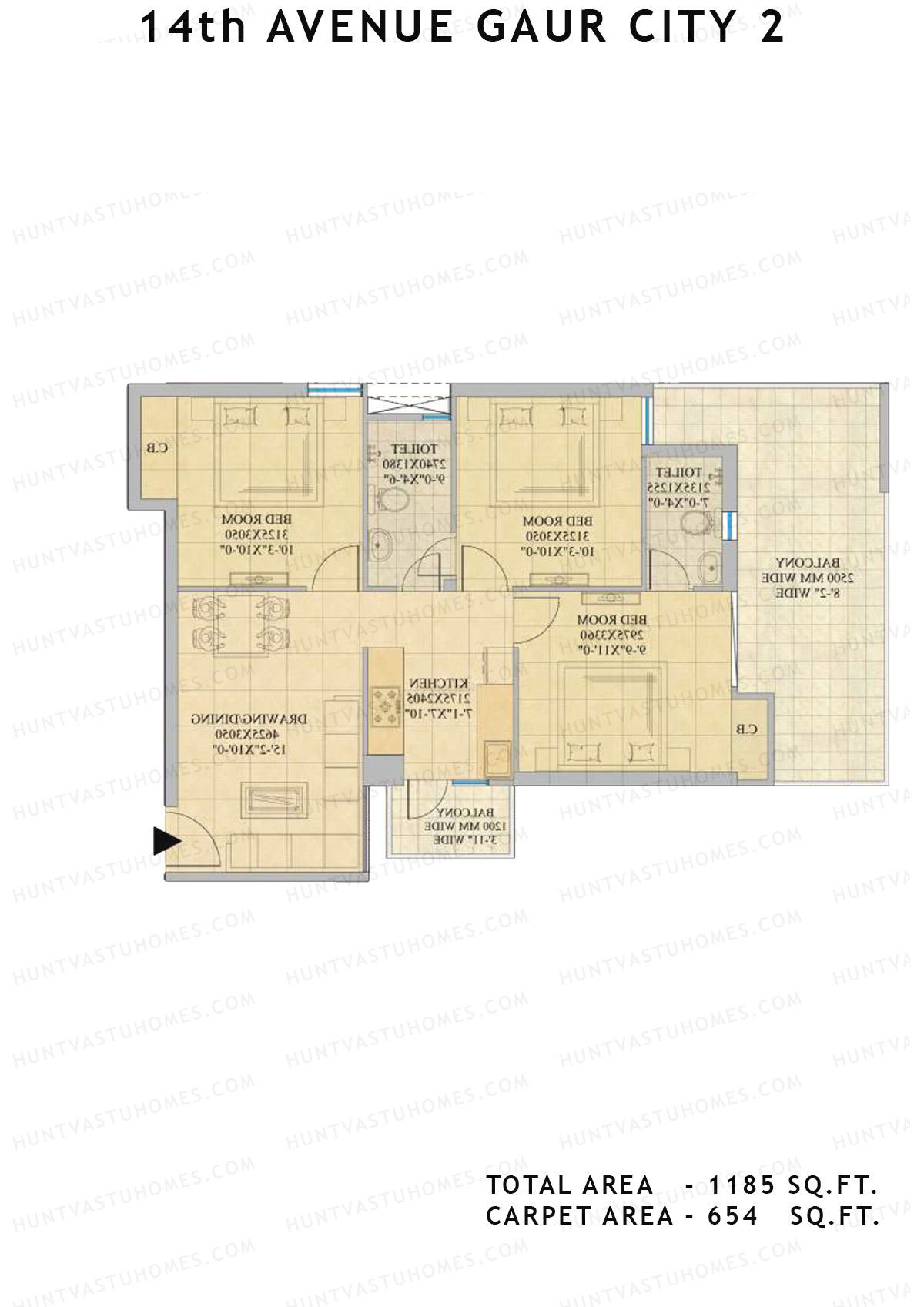 Gaur City 2 14Th Avenue BLOCK O Unit 117, 119, 121 Floor Plan