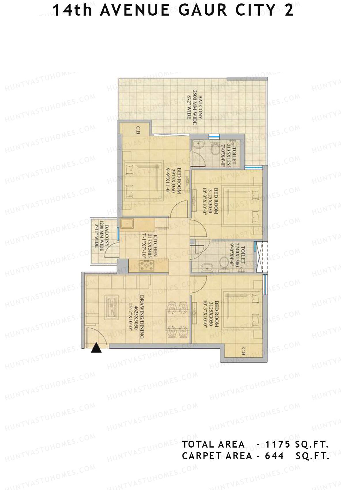 Gaur City 2 14Th Avenue BLOCK Q Unit 138, 140 Floor Plan