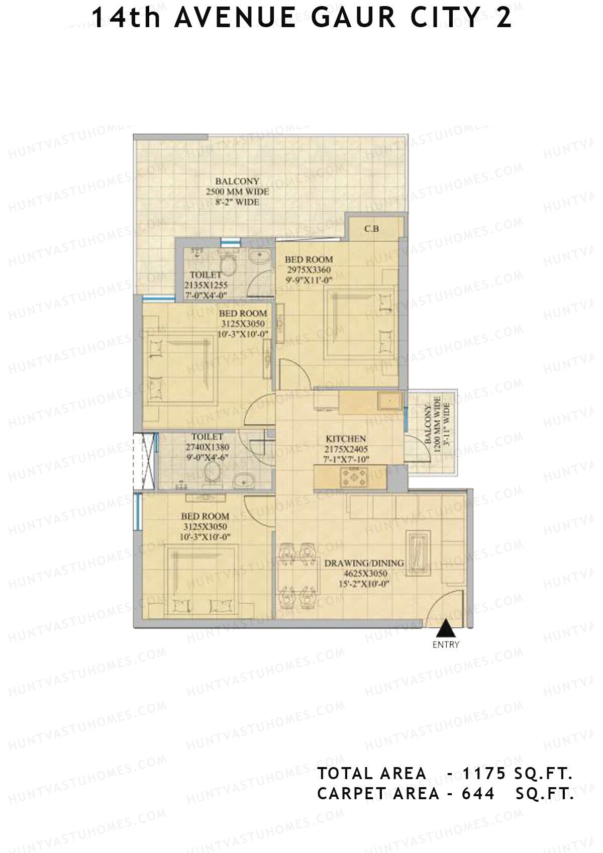 Gaur City 2 14Th Avenue BLOCK R Unit 45, 47 Floor Plan