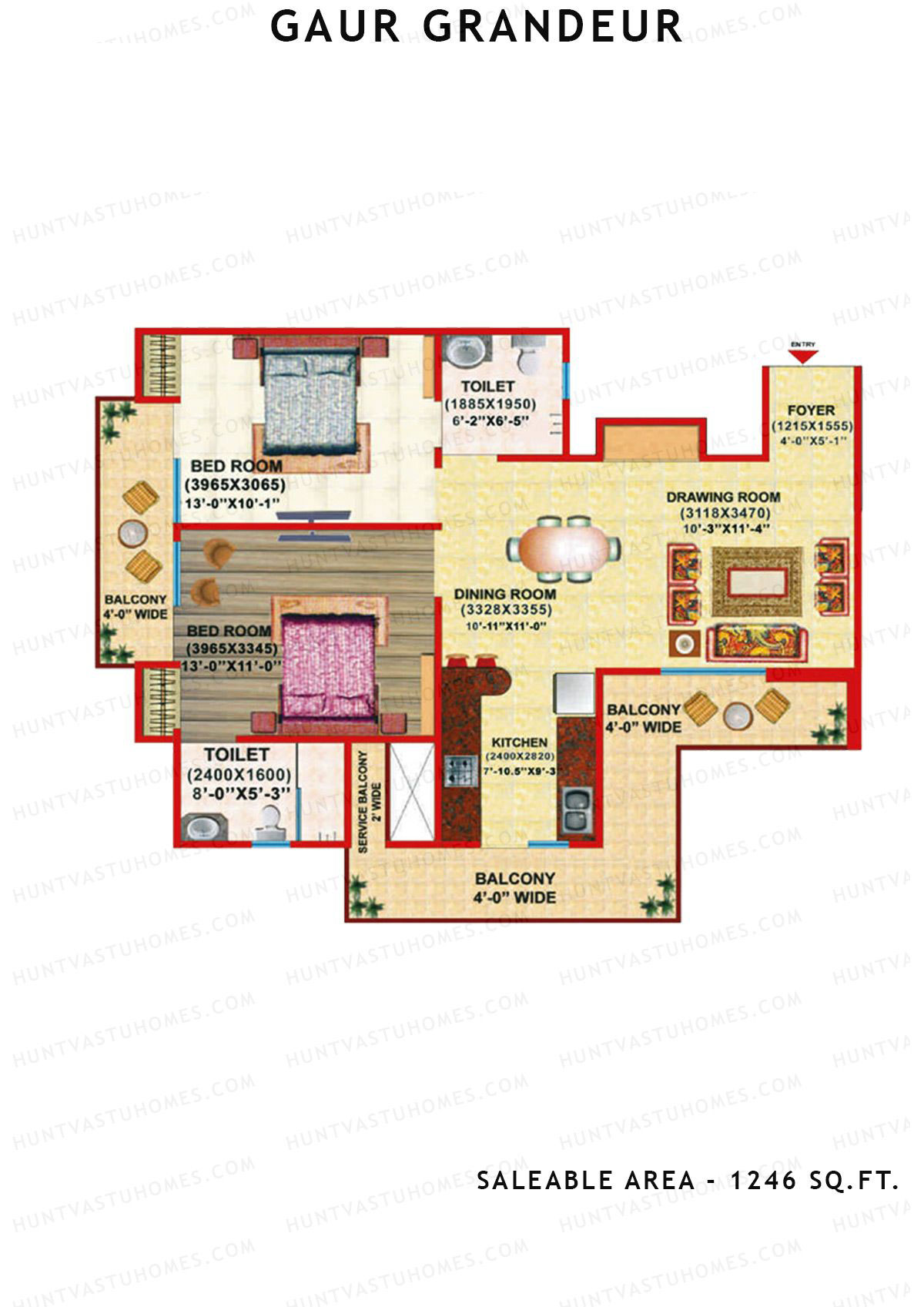 Gaur Grandeur Tower A Unit 3 Floor Plan