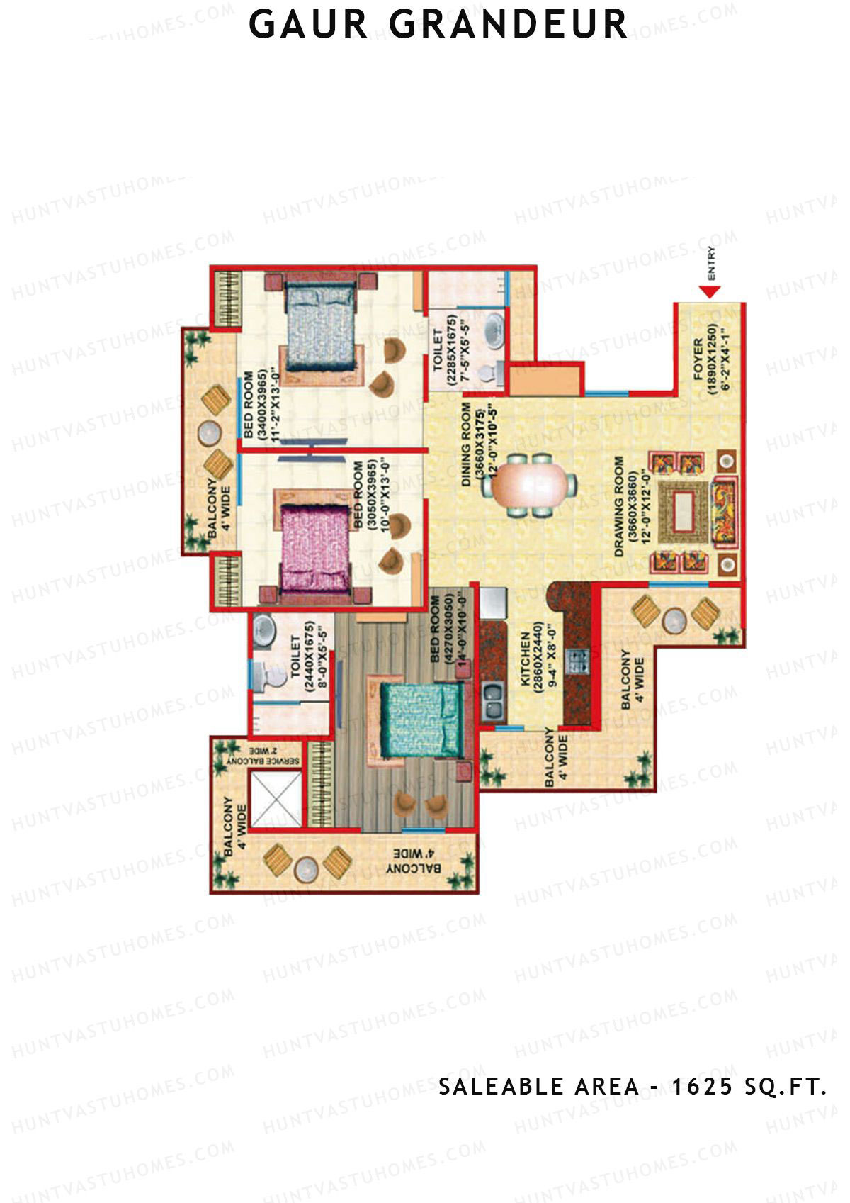 Gaur Grandeur Tower F Unit 1 Floor Plan