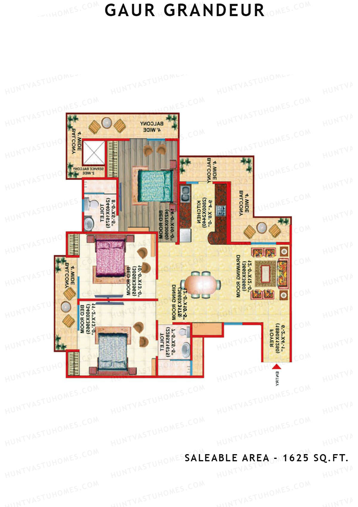 Gaur Grandeur Tower F Unit 2 (Samrat ) Floor Plan