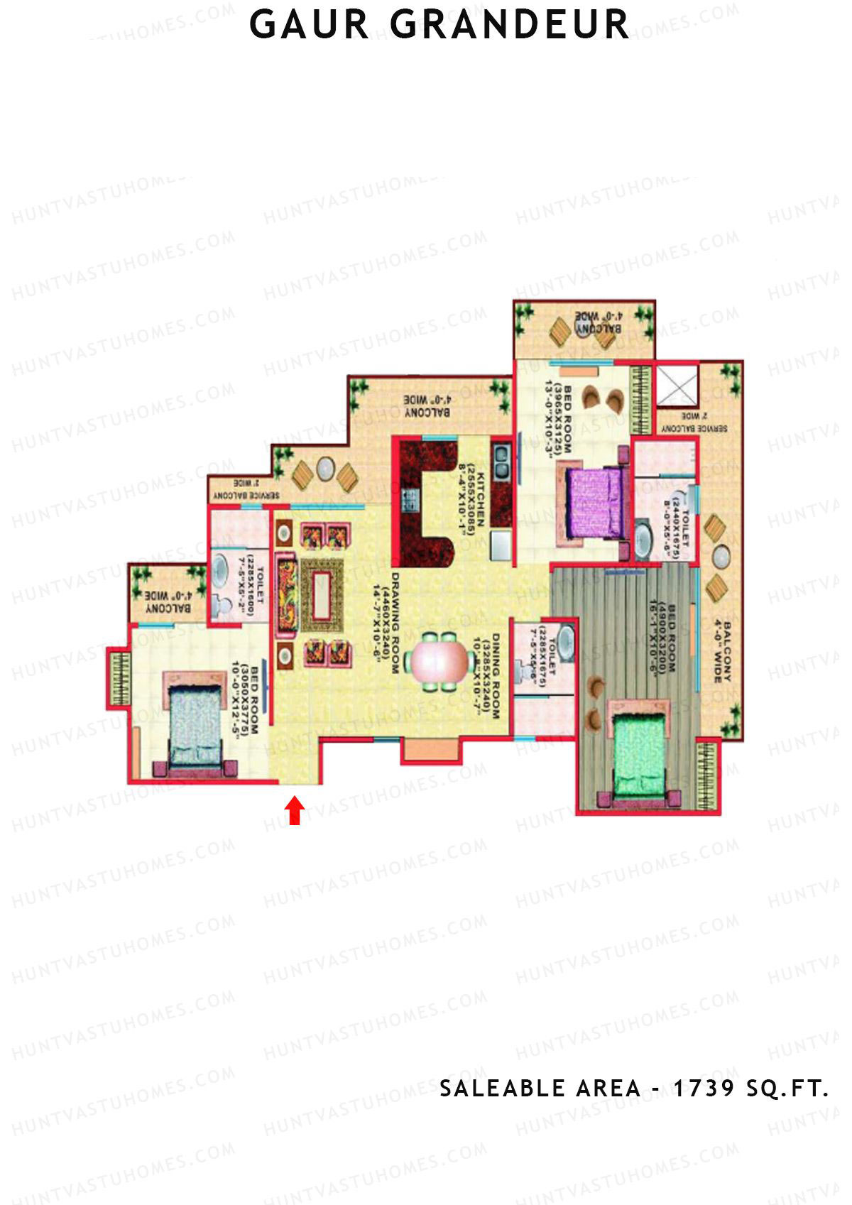 Gaur Grandeur Tower F Unit 3 (Samrat II) Floor Plan