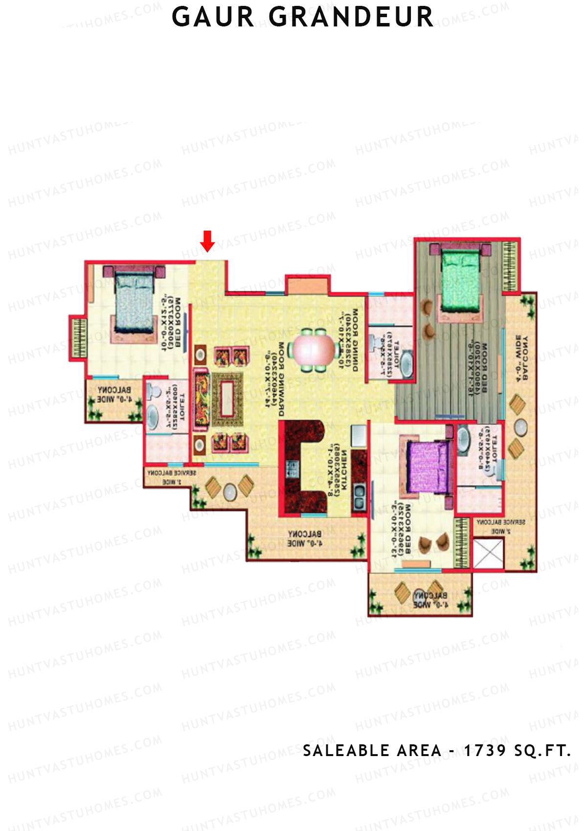 Gaur Grandeur Tower F Unit 4 (Samrat II) Floor Plan