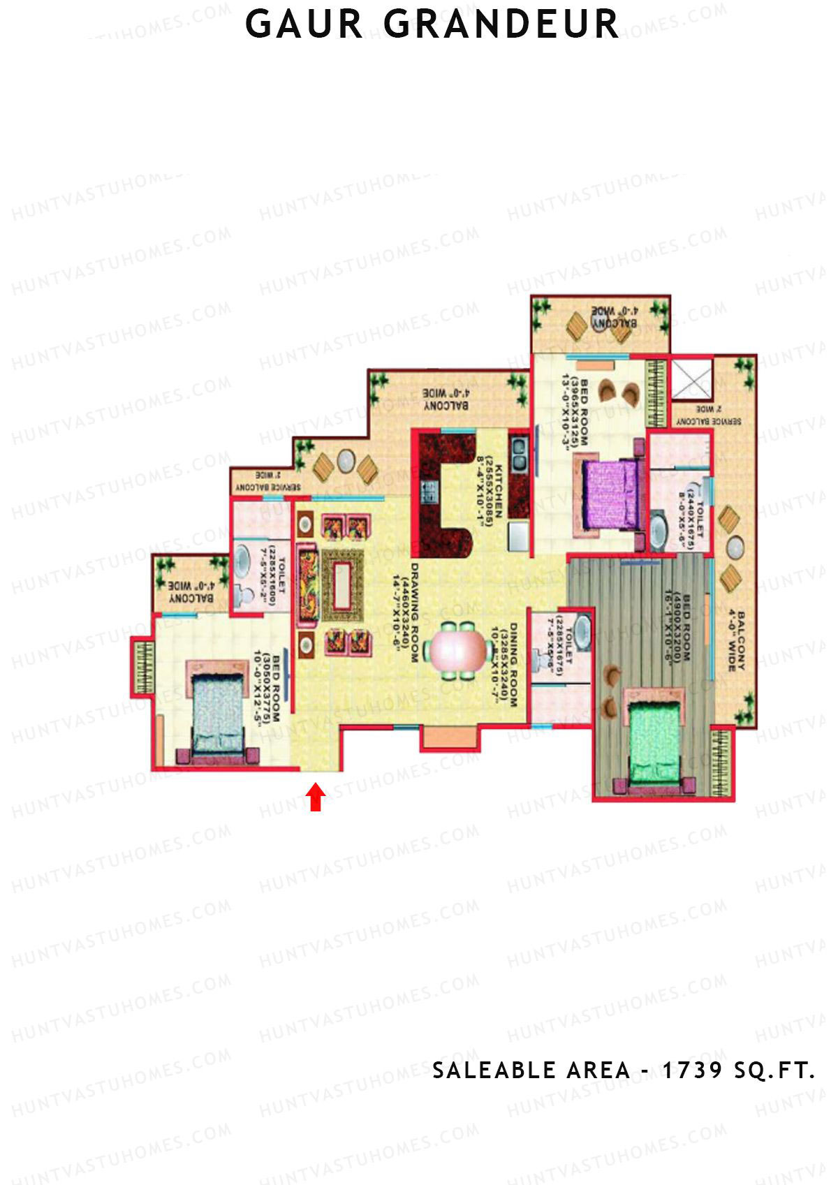 Gaur Grandeur Tower F Unit 5 (Samrat II) Floor Plan
