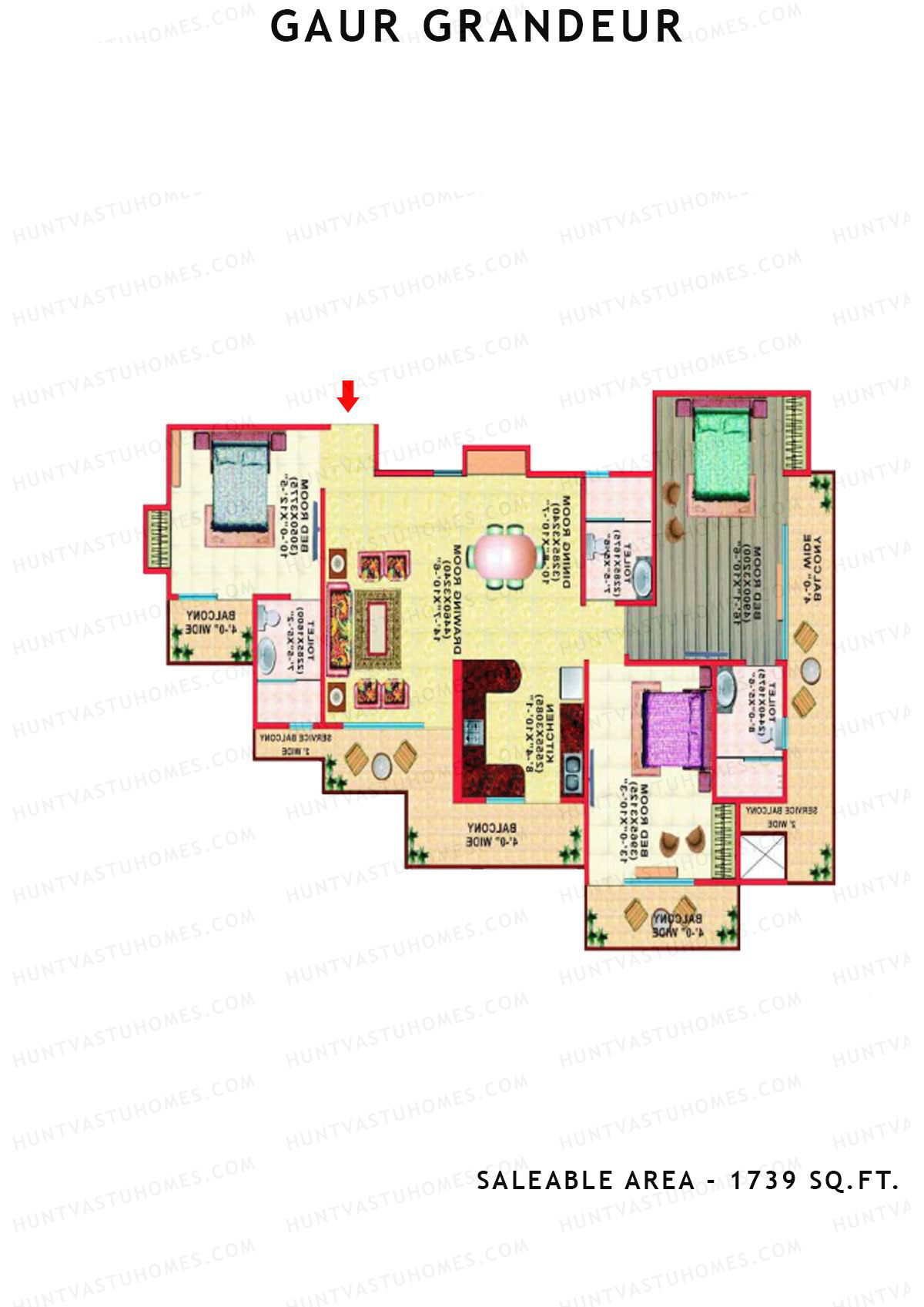 Gaur Grandeur Tower F Unit 6 (Samrat II) Floor Plan