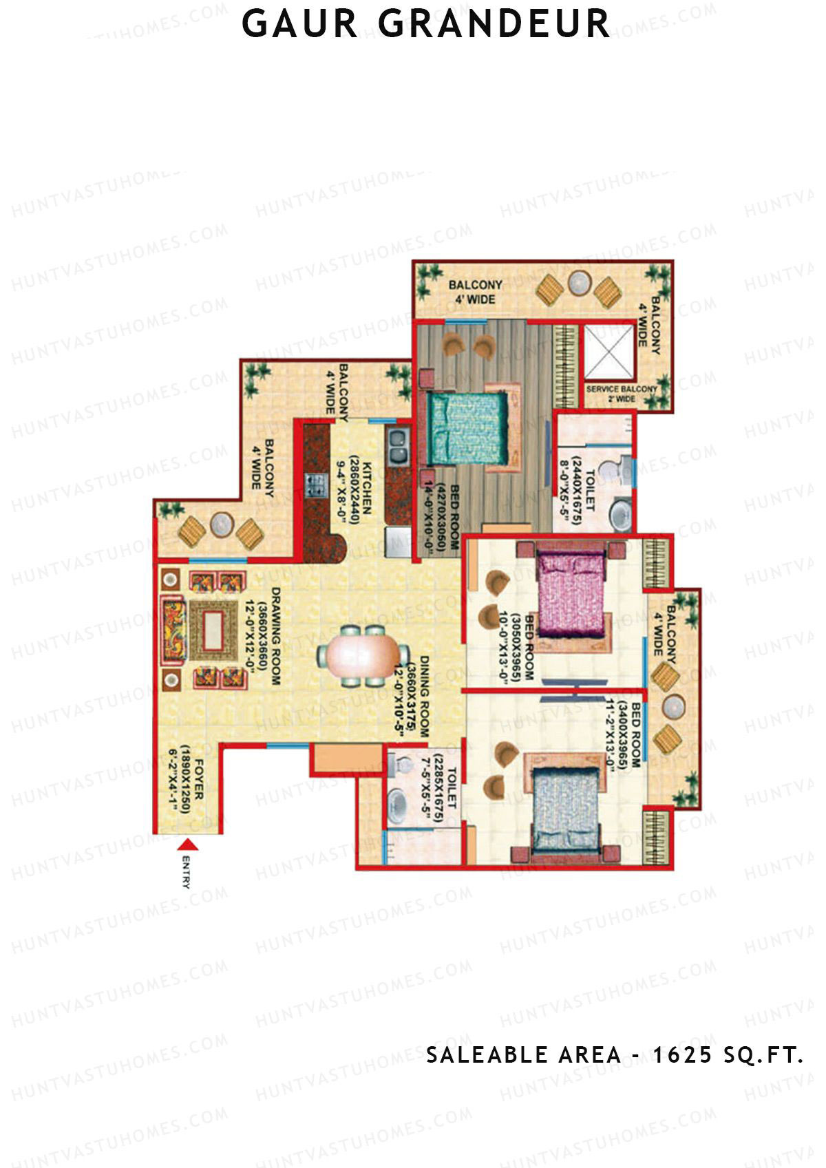 Gaur Grandeur Tower J Unit 1 (Samrat I) Floor Plan