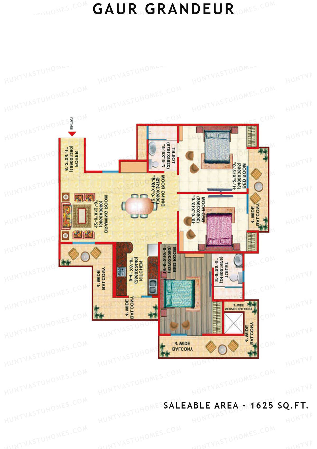 Gaur Grandeur Tower J Unit 2 (Samrat I) Floor Plan