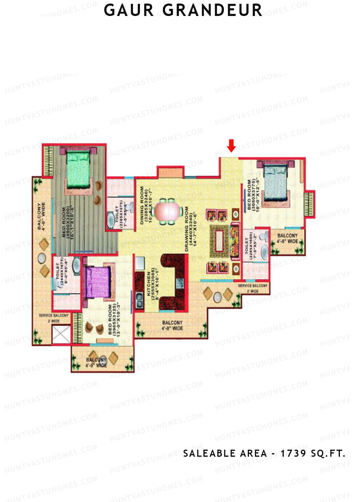 Gaur Grandeur Tower J Unit 3 (Samrat II) Floor Plan