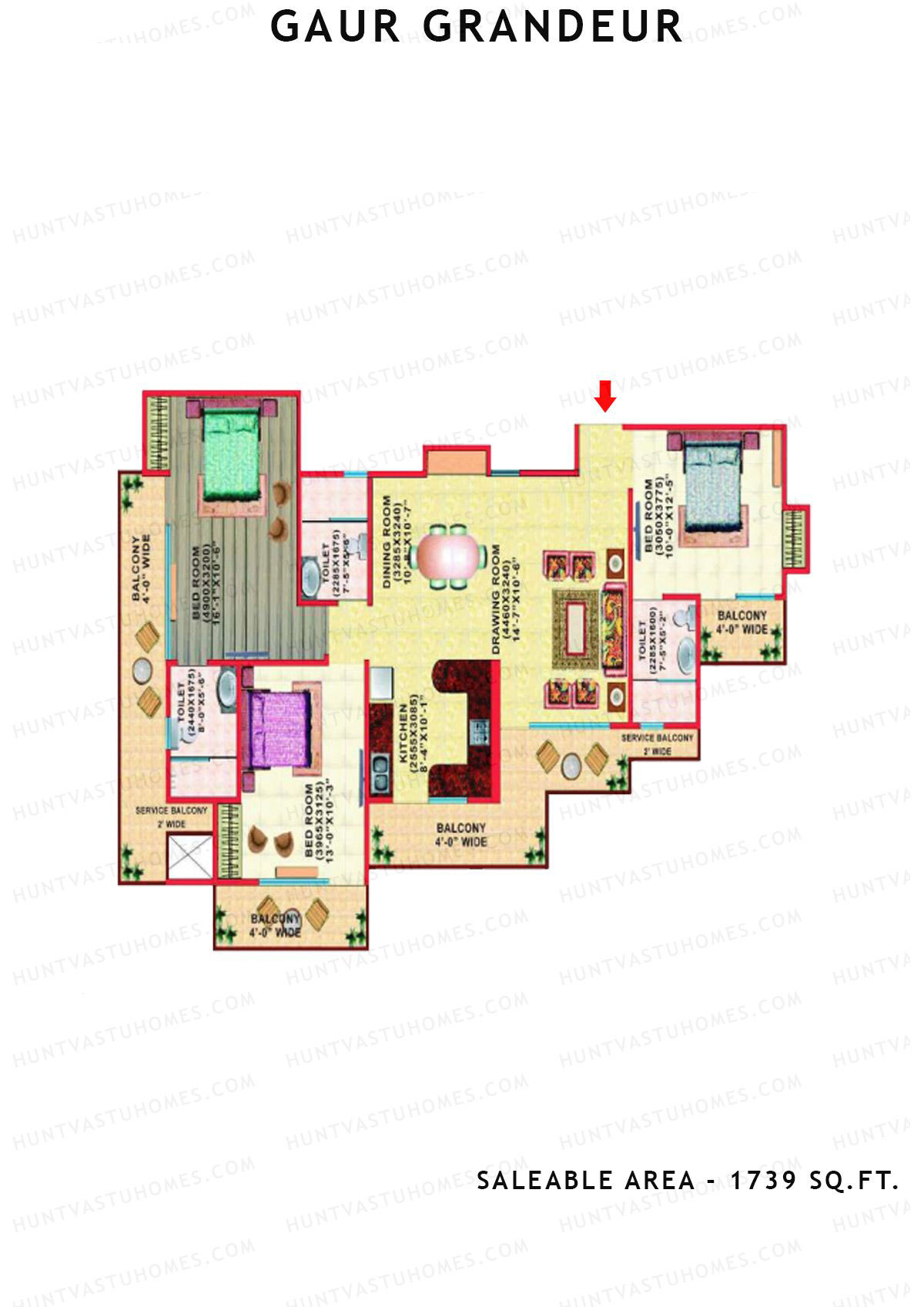 Gaur Grandeur Tower J Unit 5 (Samrat II) Floor Plan