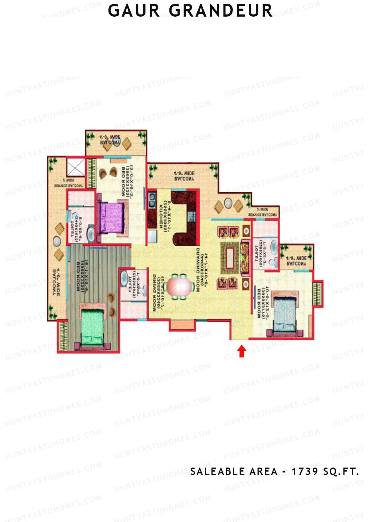 Gaur Grandeur Tower J Unit 6 (Samrat II) Floor Plan