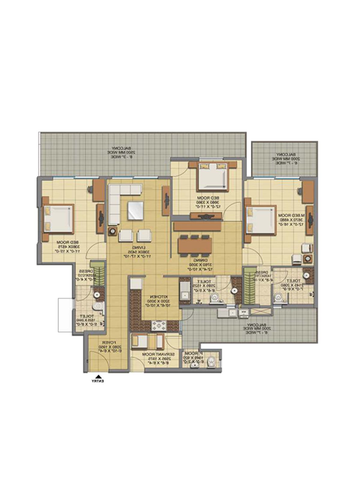 Gaur Sports Wood Tower B Unit 6, Type S1 Floor Plan
