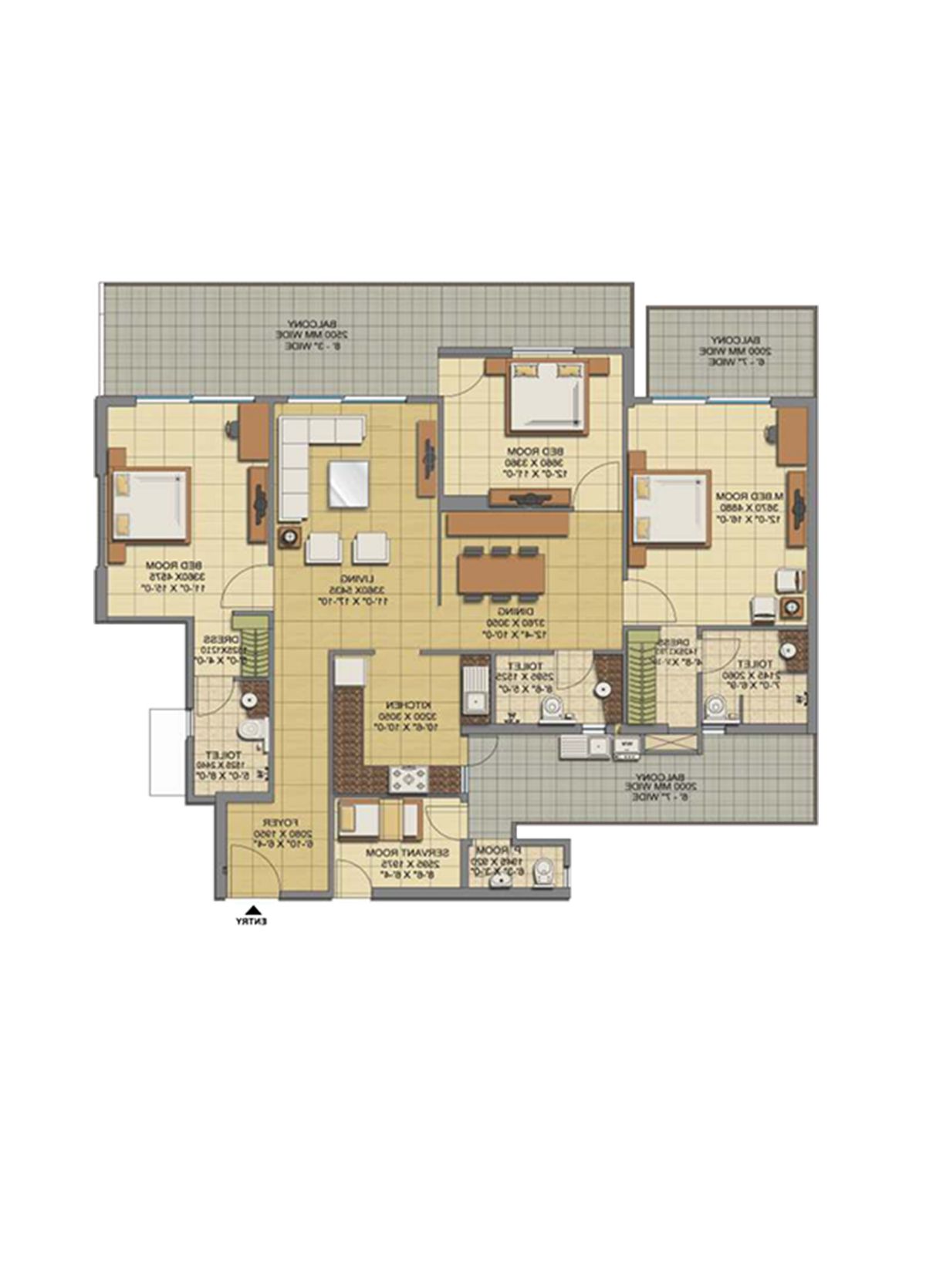 Gaur Sports Wood Tower C Unit 10, Type S1 Floor Plan