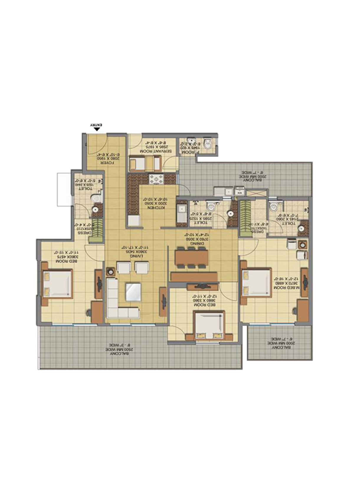 Gaur Sports Wood Tower C Unit 11, Type S1 Floor Plan