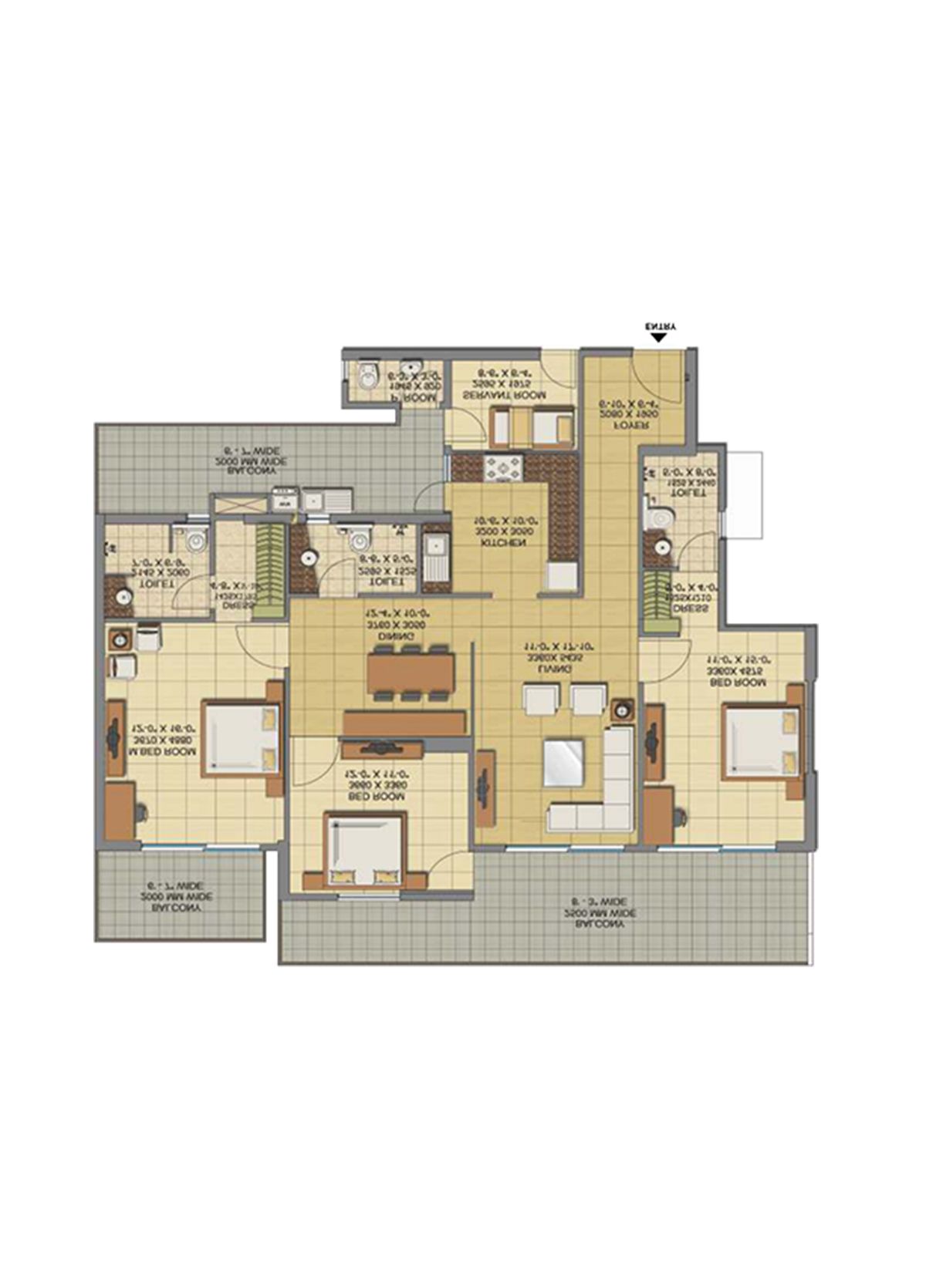Gaur Sports Wood Tower C Unit 12, Type S1 Floor Plan