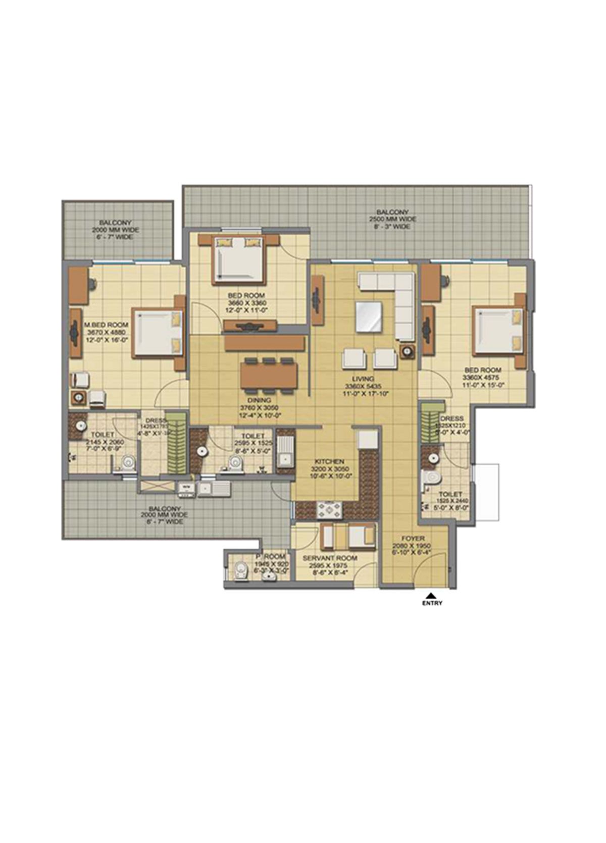 Gaur Sports Wood Tower C Unit 9, Type S1 Floor Plan