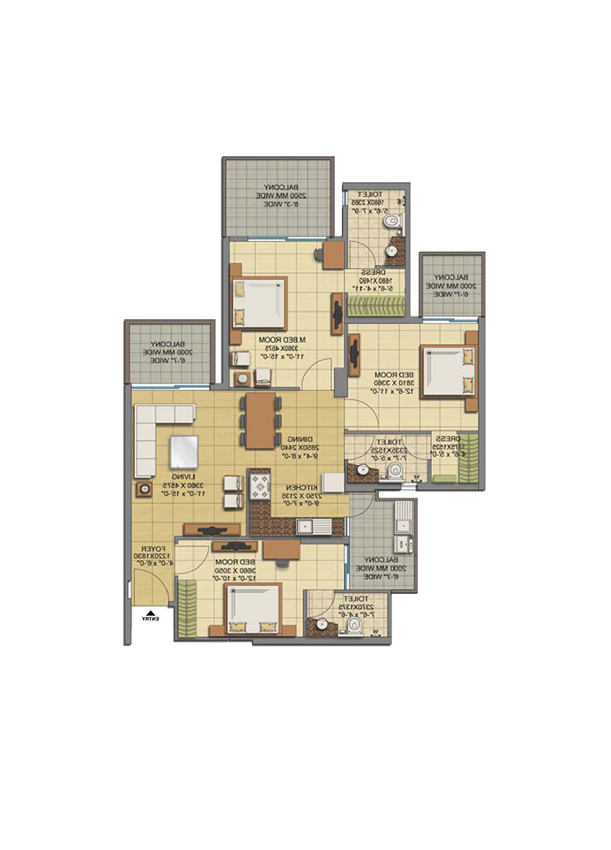 Gaur Sports Wood Tower I Unit 35, Type S5 Floor Plan