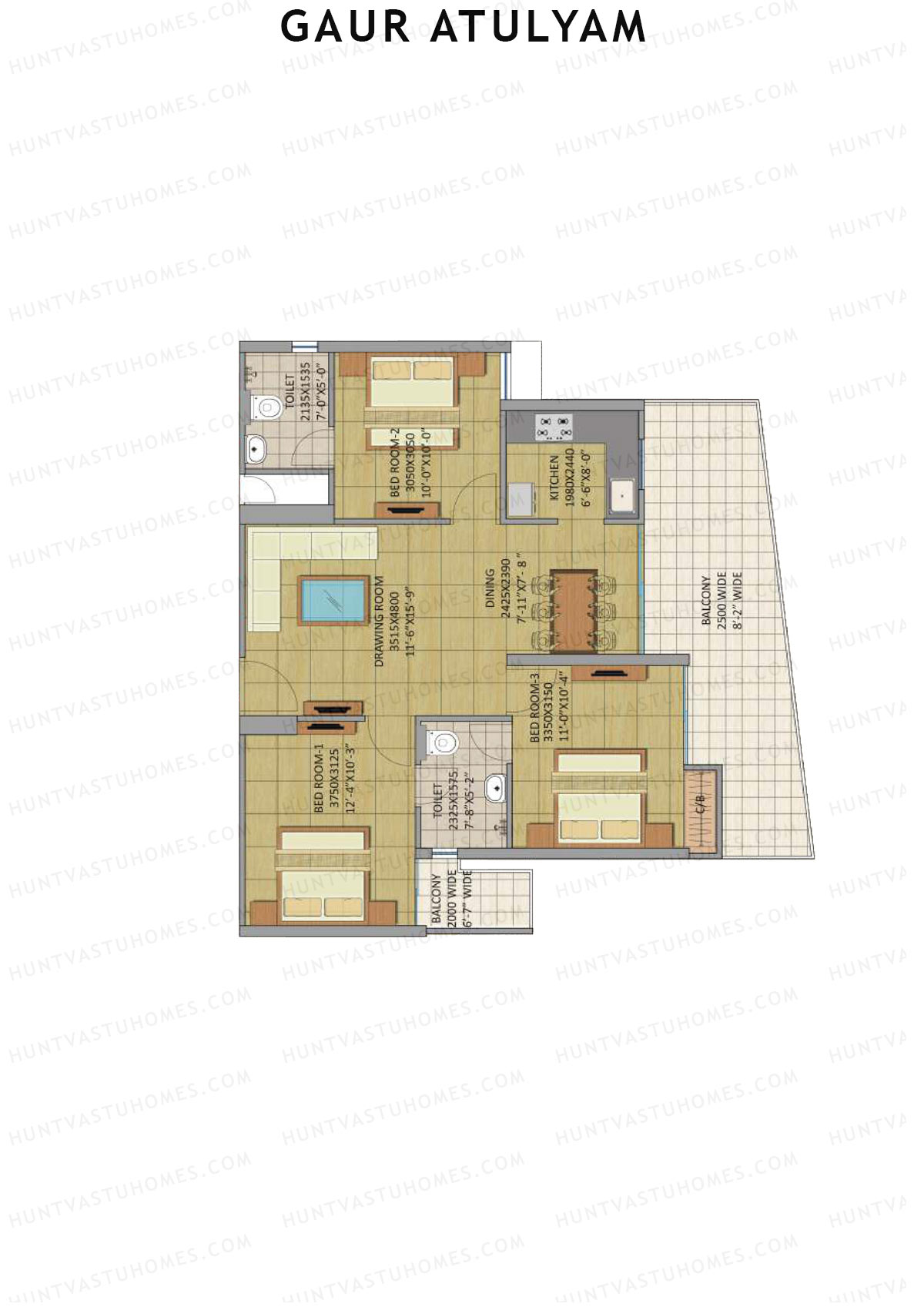 Gaur Atulyam Tower H Unit 58 Floor Plan