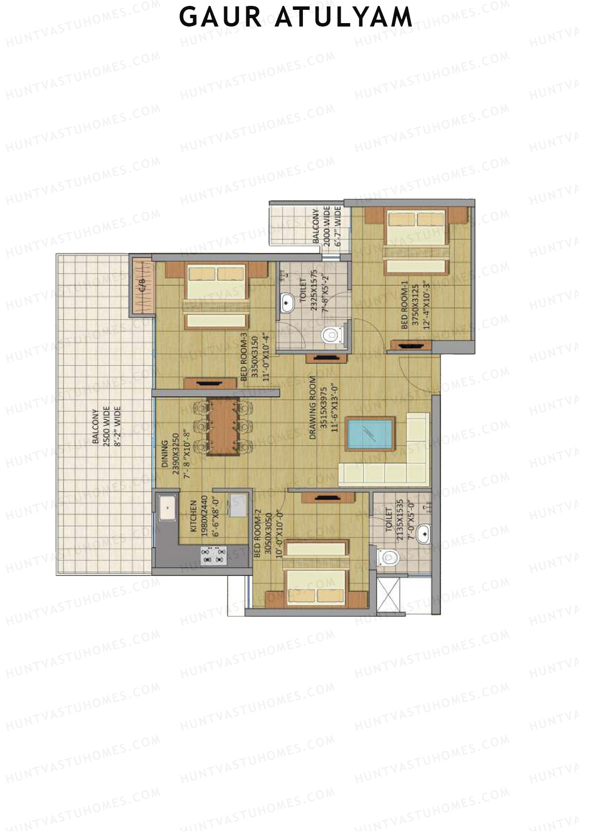 Gaur Atulyam Tower H Unit 60 Floor Plan