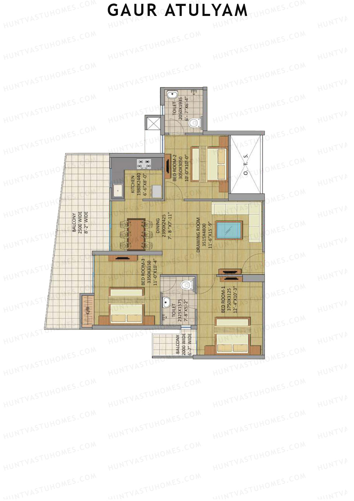 Gaur Atulyam Tower H Unit 61 Floor Plan