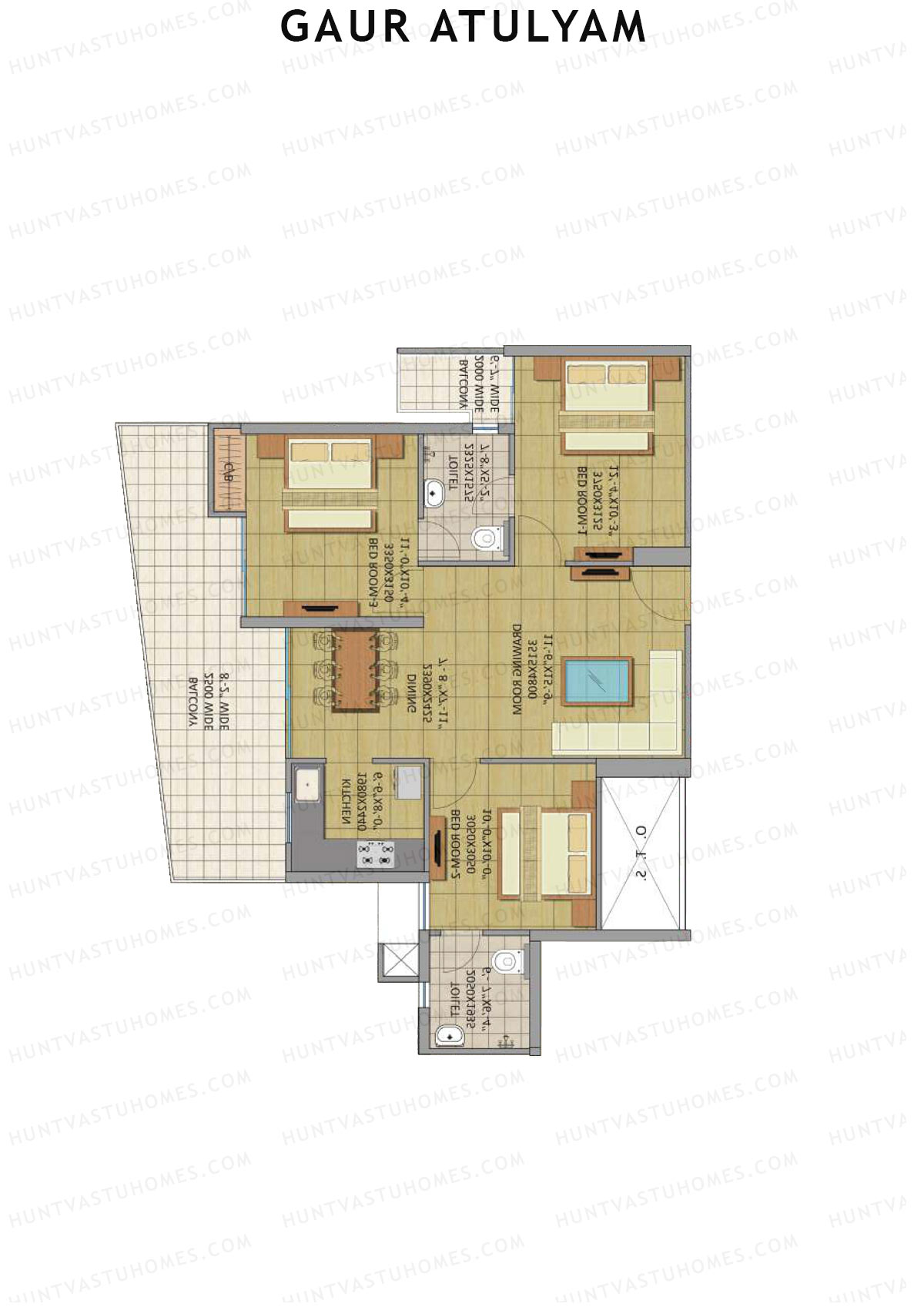 Gaur Atulyam Tower H Unit 62 Floor Plan