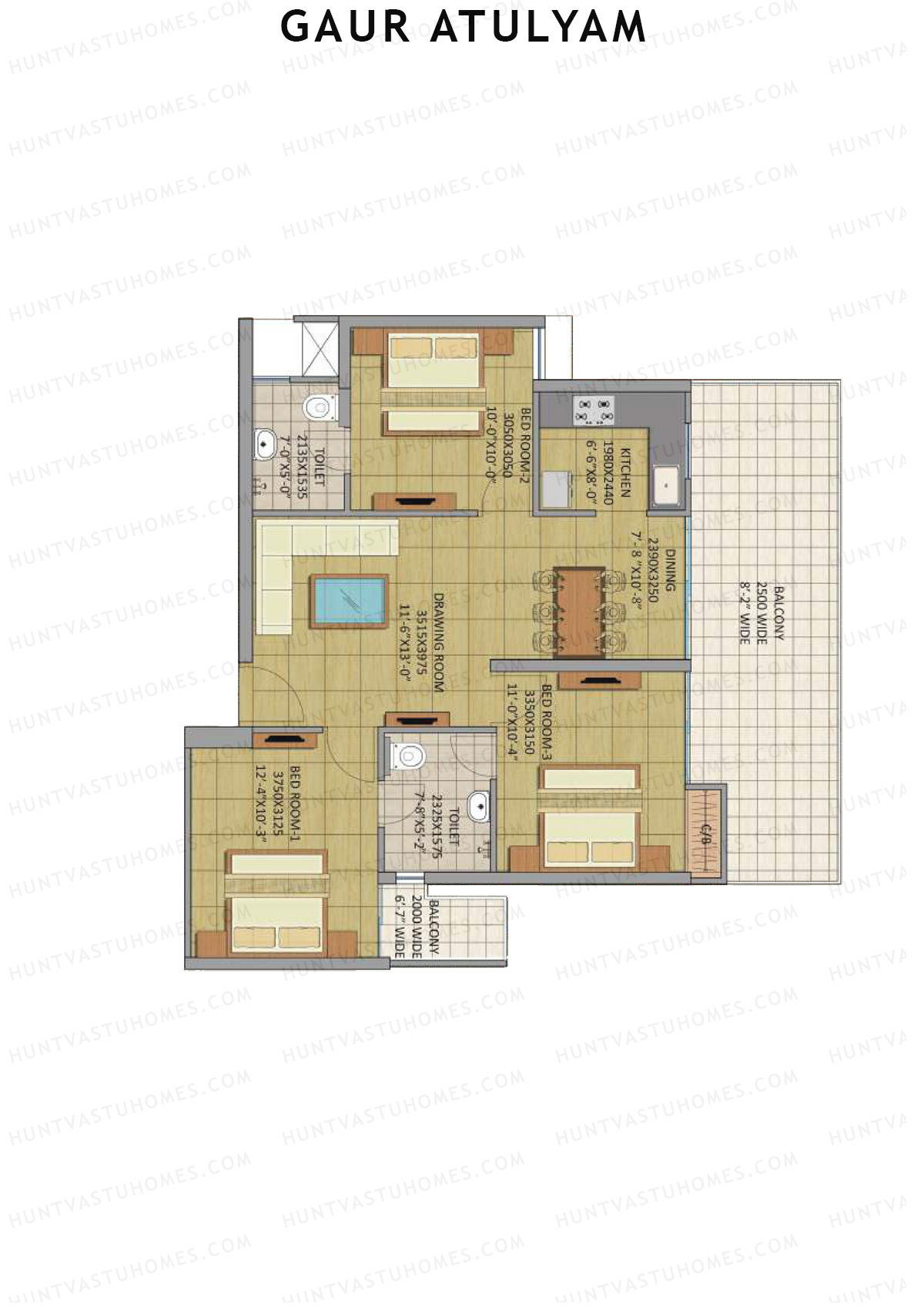 Gaur Atulyam Tower H Unit 64 Floor Plan