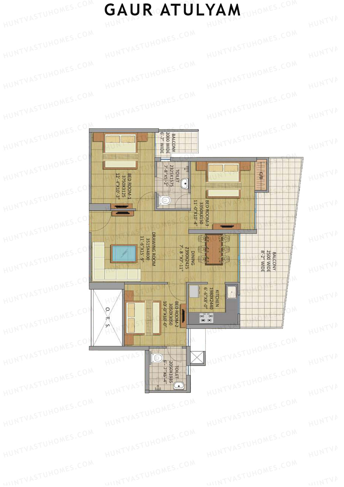 Gaur Atulyam Tower H Unit 65 Floor Plan