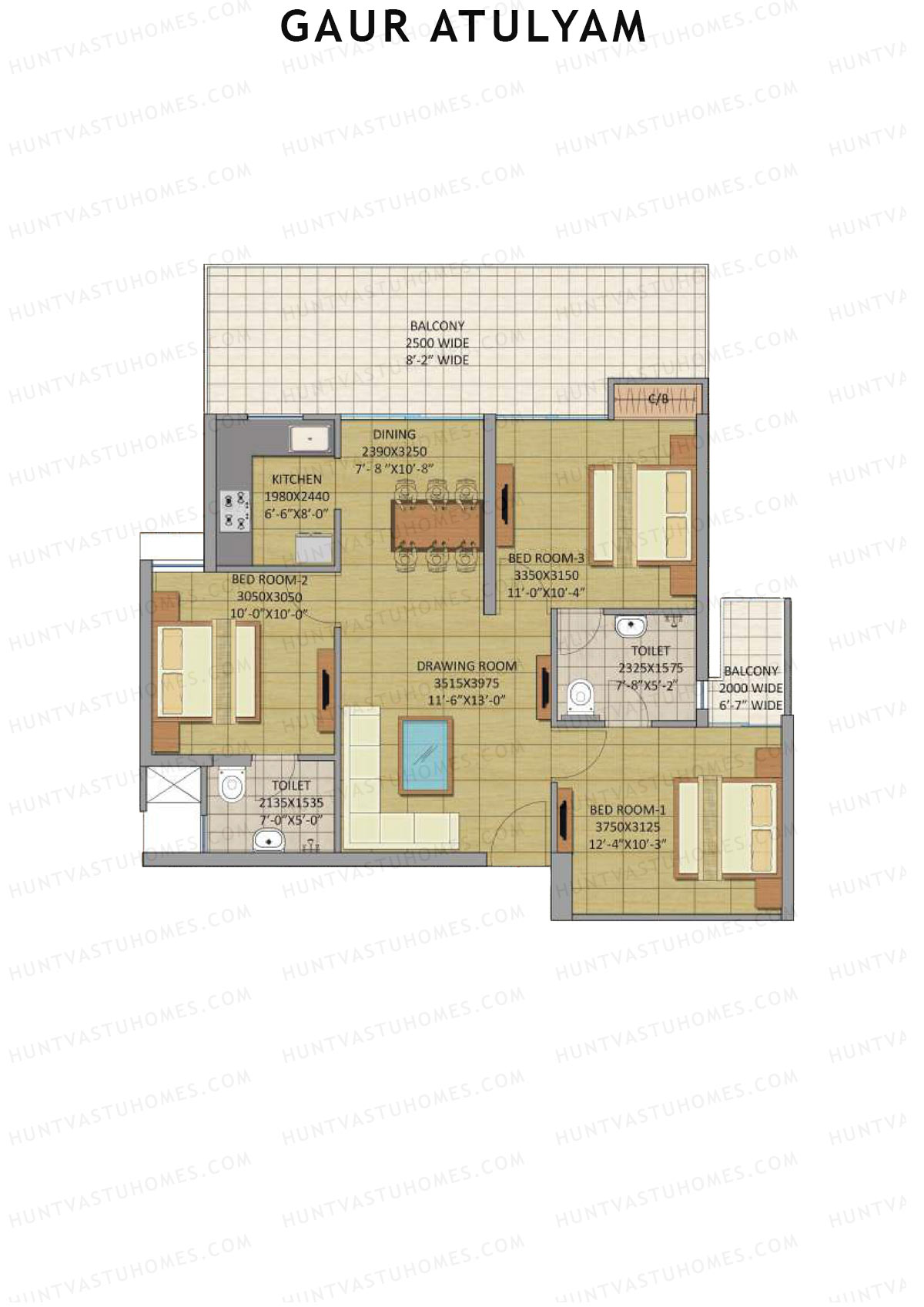 Gaur Atulyam Tower I Unit 68 Floor Plan