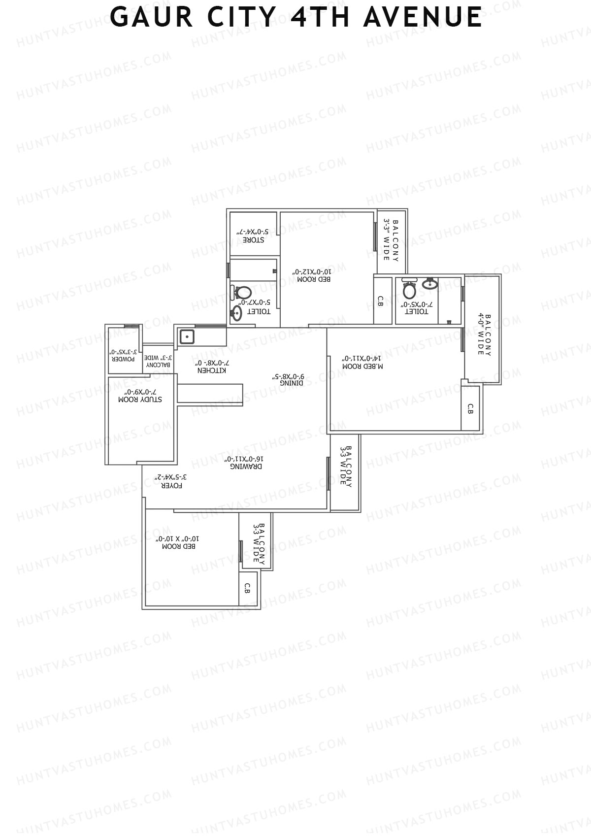 Gaur City 4th Avenue Block 4 Unit 32 Floor Plan