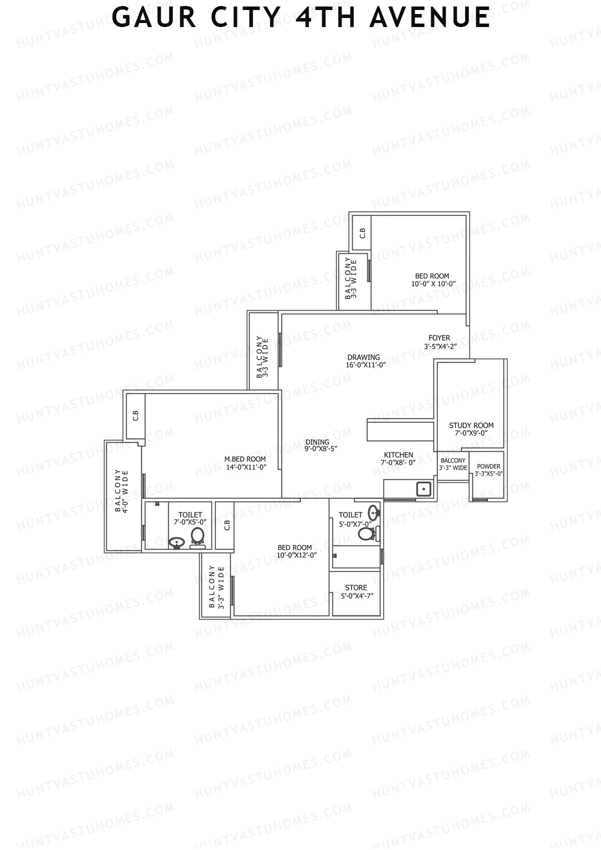 Gaur City 4th Avenue Block 4 Unit 36 Floor Plan