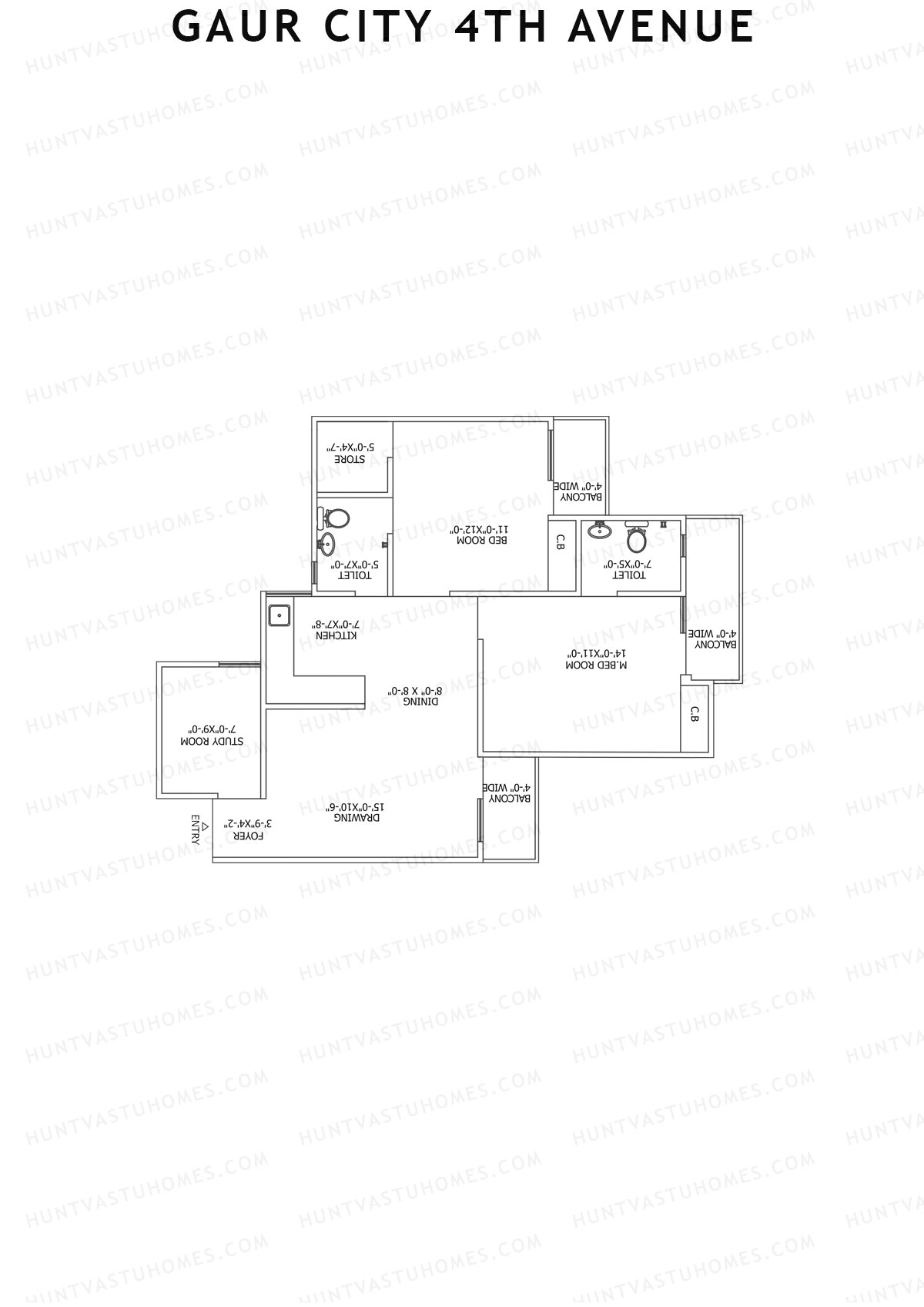 Gaur City 4th Avenue Block 5 Unit 42 Floor Plan