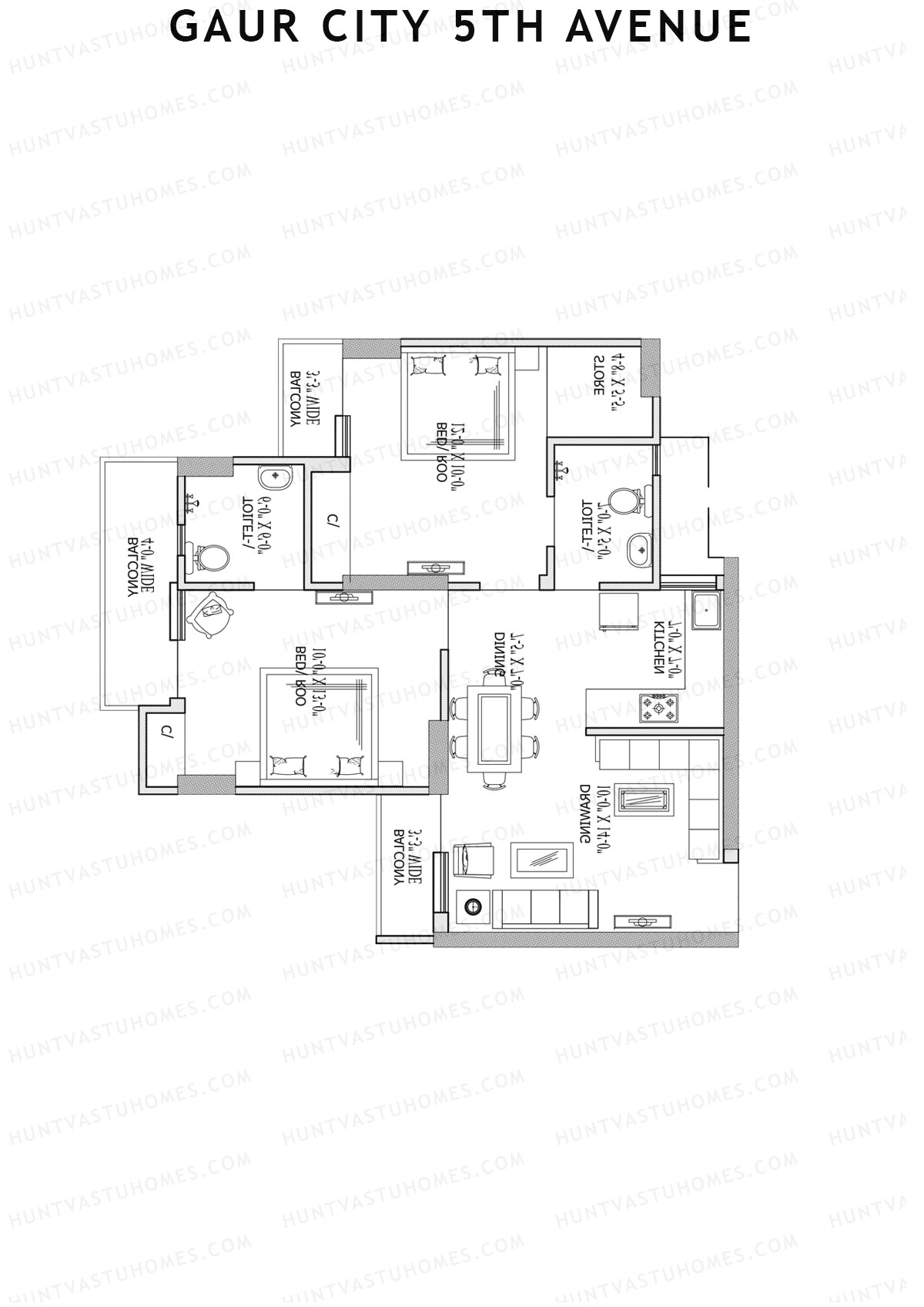 Gaur City 5Th Avenue Block A Unit 2 Floor Plan