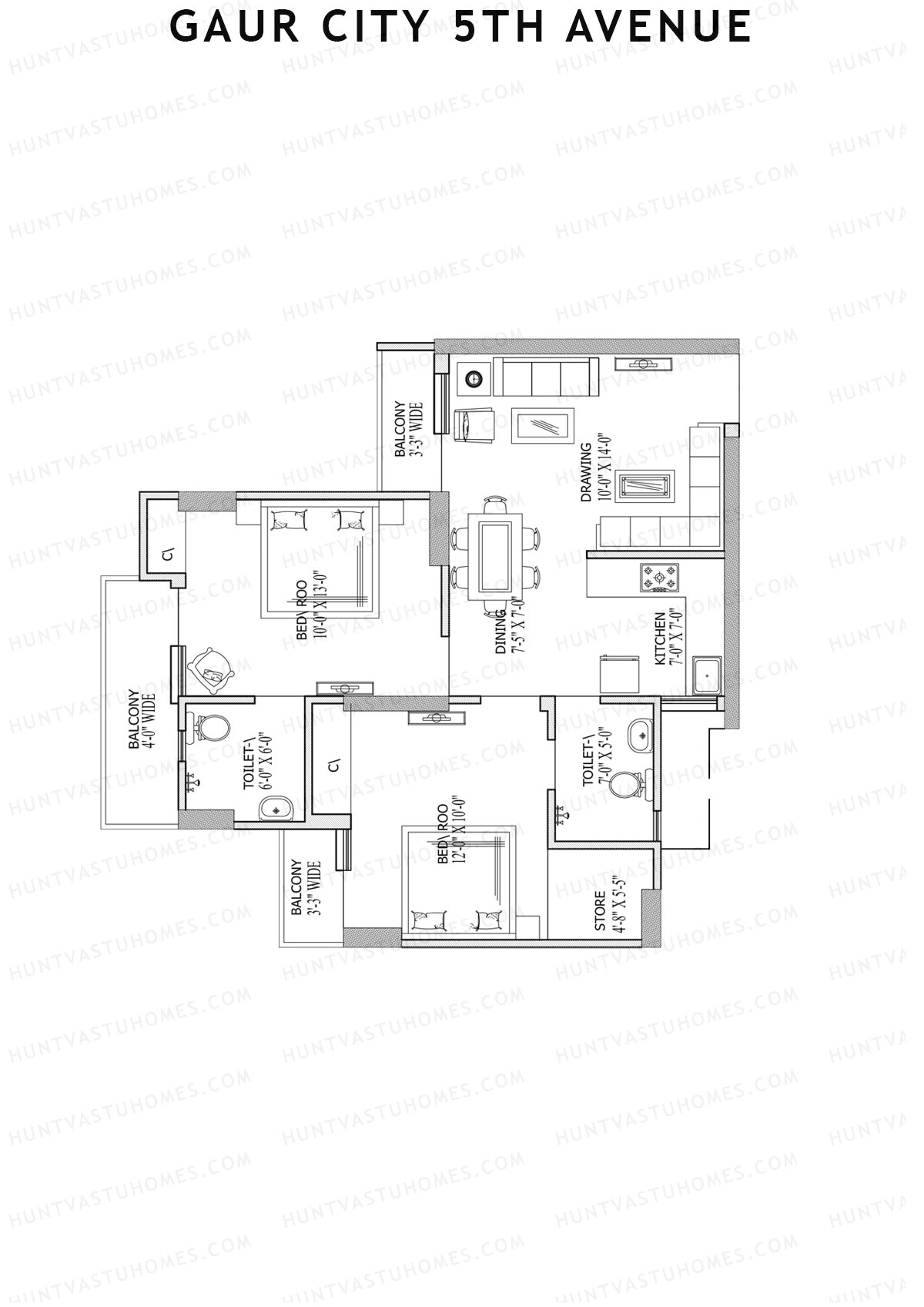 Gaur City 5Th Avenue Block A Unit 7 Floor Plan