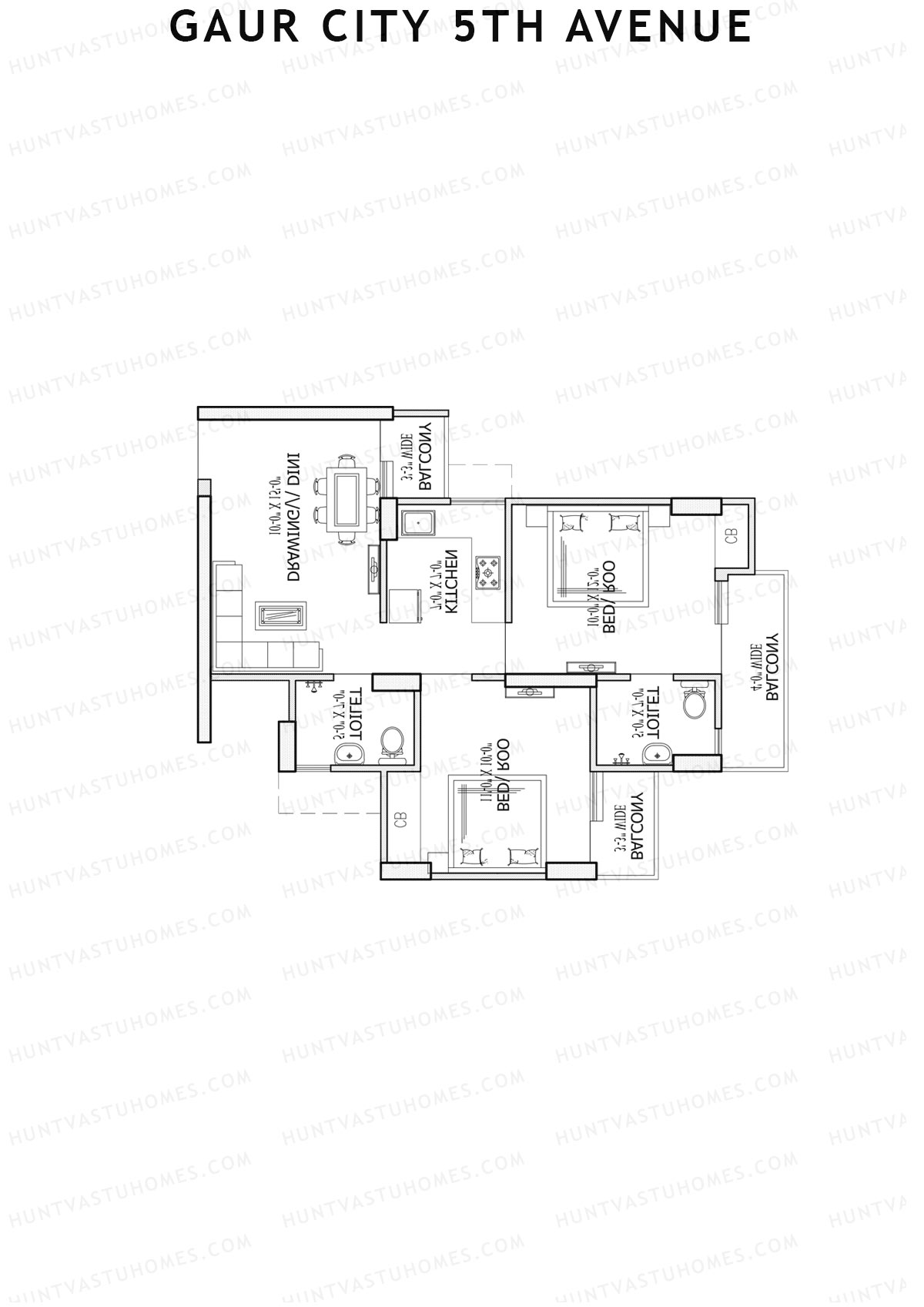 Gaur City 5Th Avenue Block B Unit 12 Floor Plan