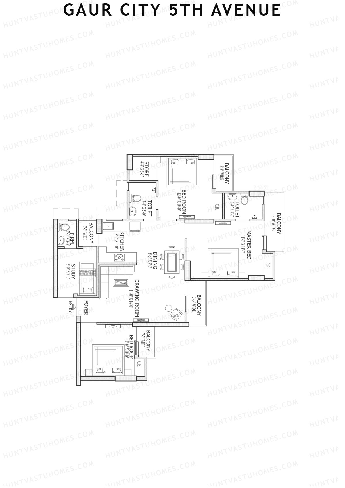 Gaur City 5Th Avenue Block D Unit 32 Floor Plan